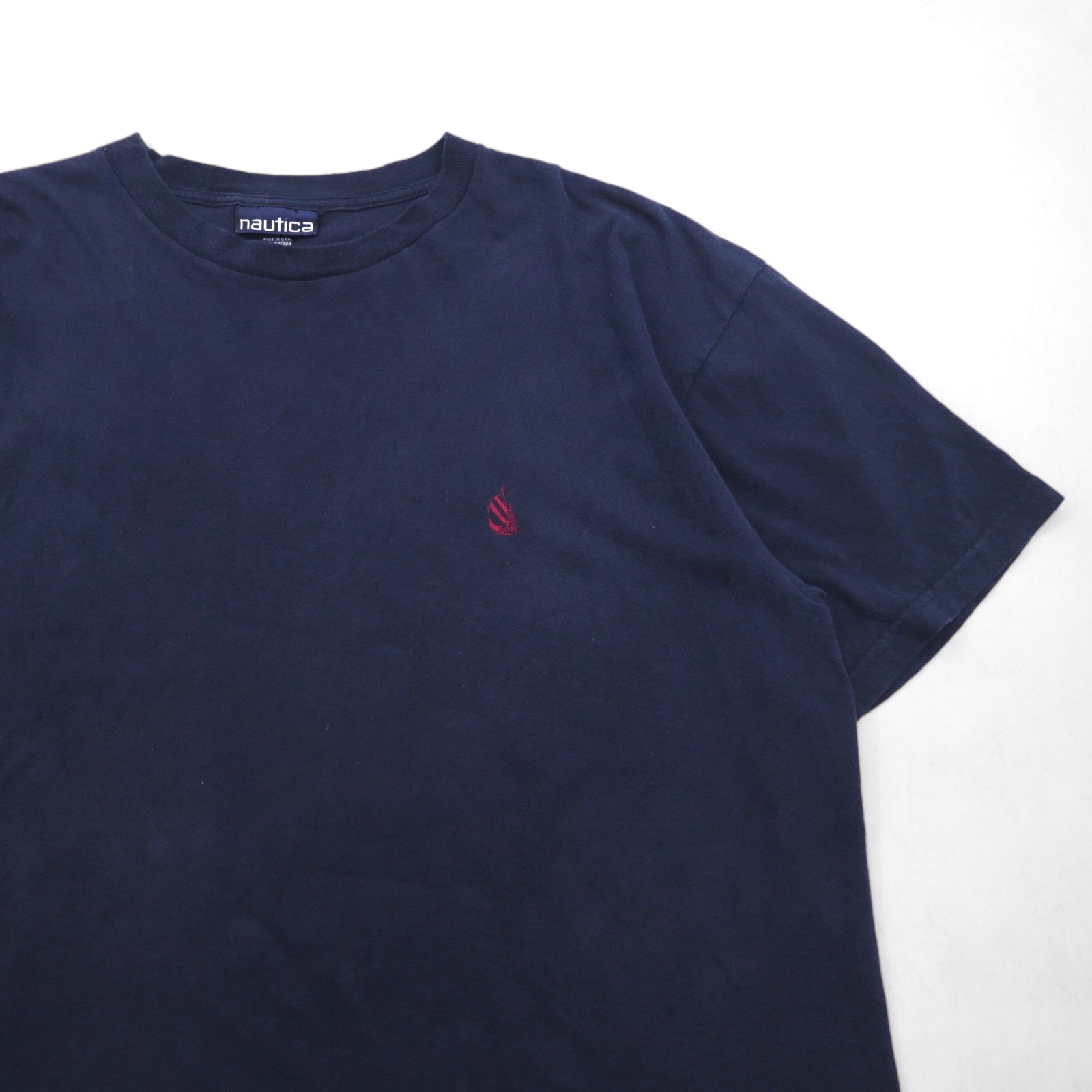 Nautica Anni '90 Made in USA Maglietta con logo ricamato 2XL Blu navy Cotone