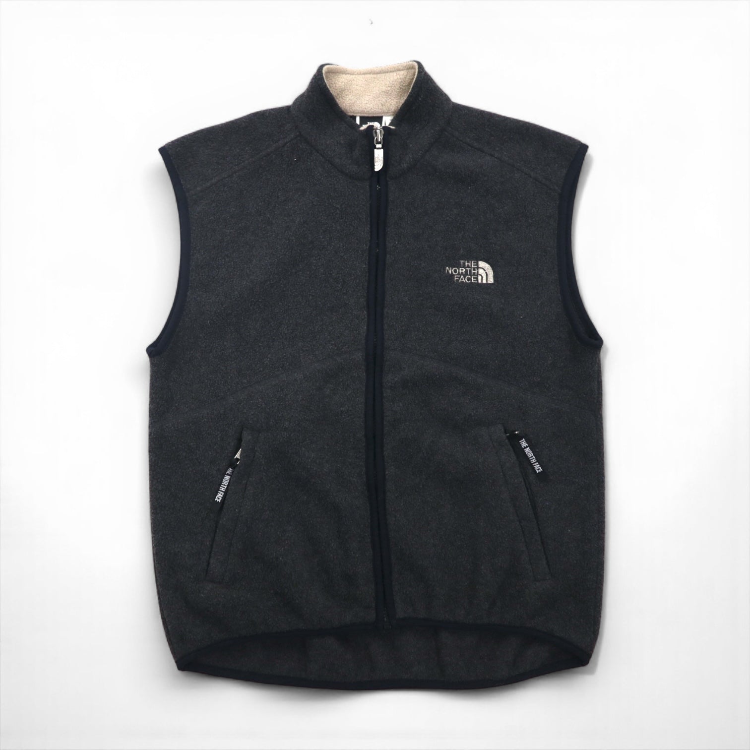 THE NORTH FACE 90年代 USA製 フリース ベスト S グレー ワンポイントロゴ ジップポケット