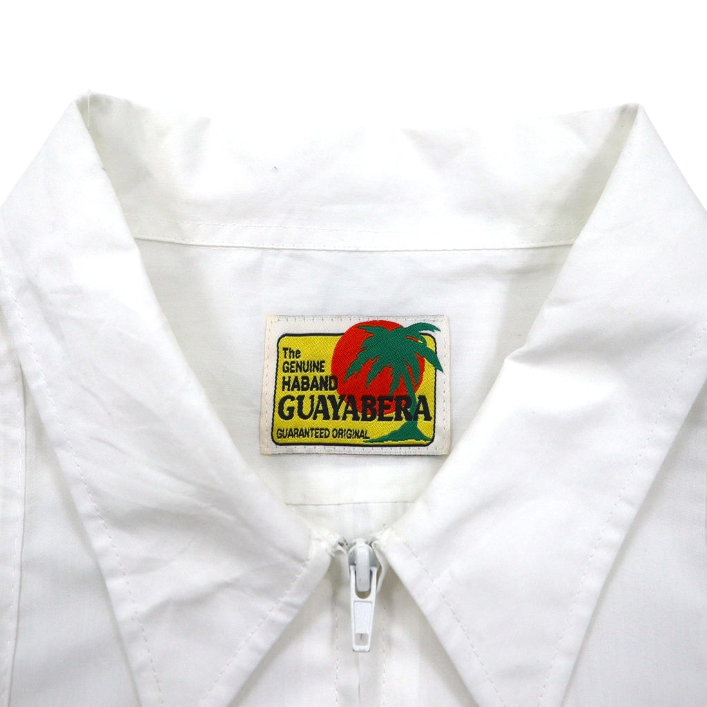 GUAYABERA Anni '90 Camicia Cubana Full Zip Manica Corta Boxy XL Bianca Ricamata