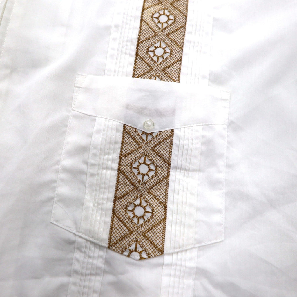 GUAYABERA Anni '90 Camicia Cubana Full Zip Manica Corta Boxy XL Bianca Ricamata
