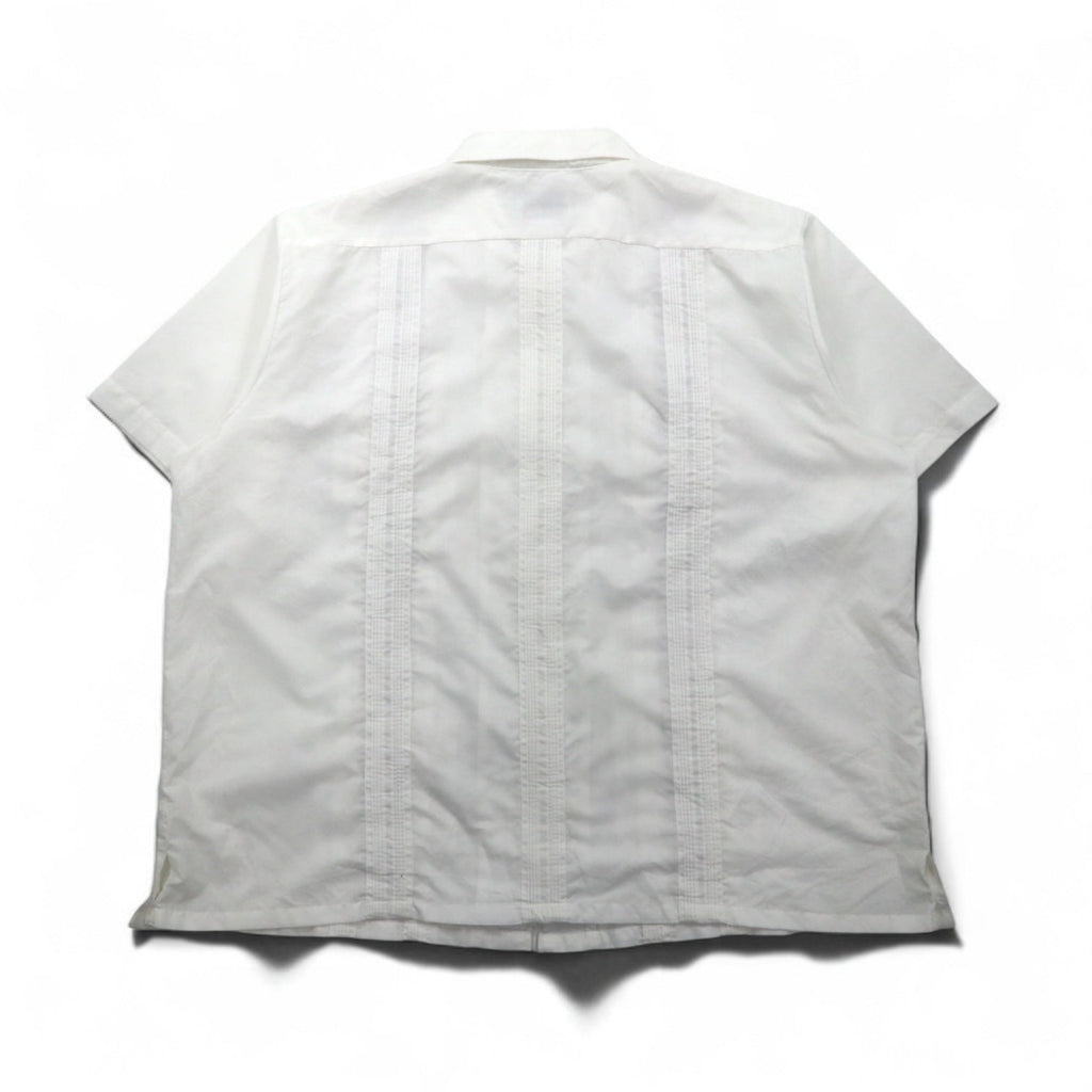GUAYABERA Anni '90 Camicia Cubana Full Zip Manica Corta Boxy XL Bianca Ricamata