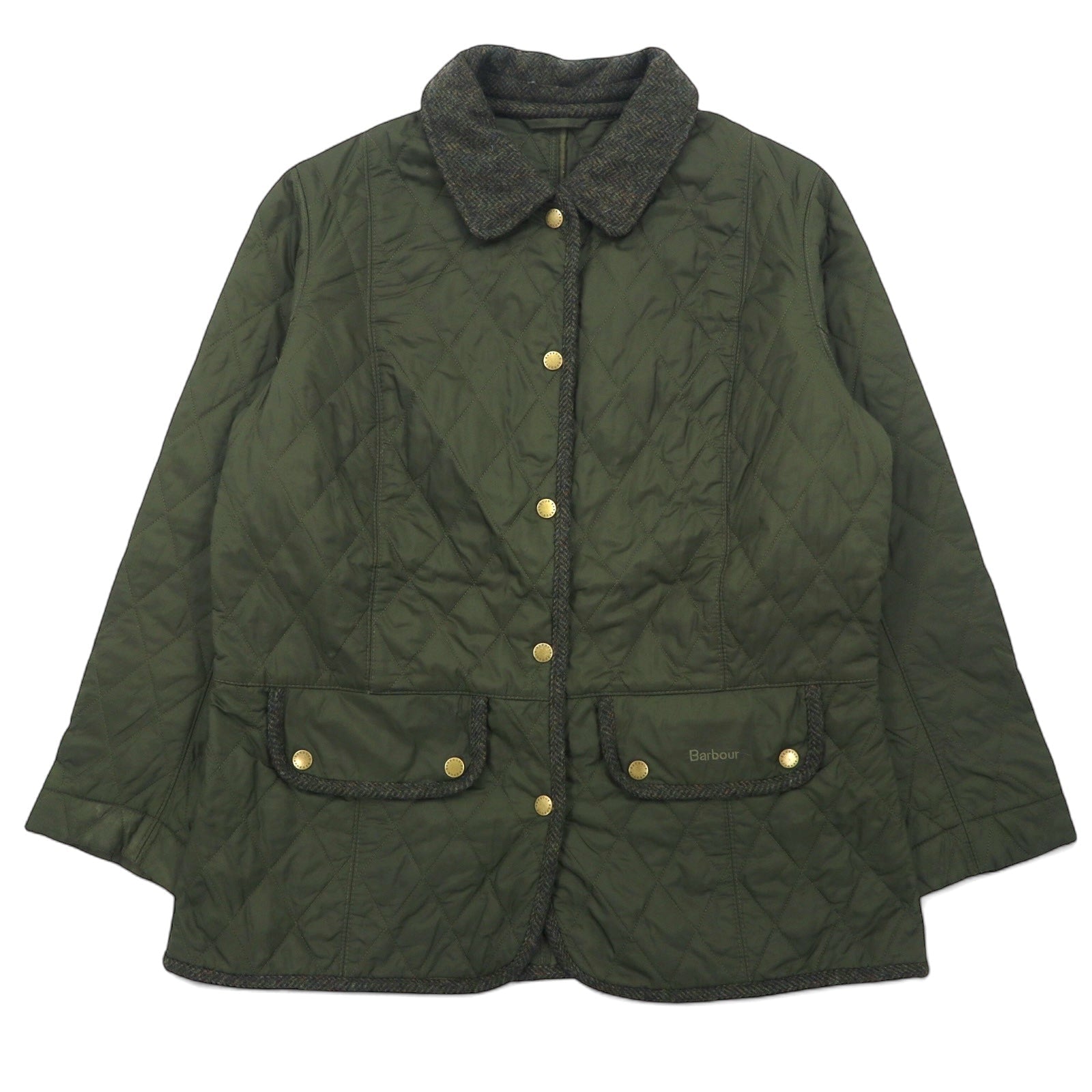 Barbour Giacca trapuntata XL Cachi Nylon Inserto Tweed VINTAGE TWEED QUILT JACKET LQU02620L71