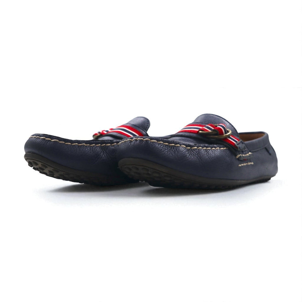 POLO RALPH LAUREN Mocassini con Fiocco Driving Shoes 26.5cm Blu Scuro Pelle Granata WILLEM 11571