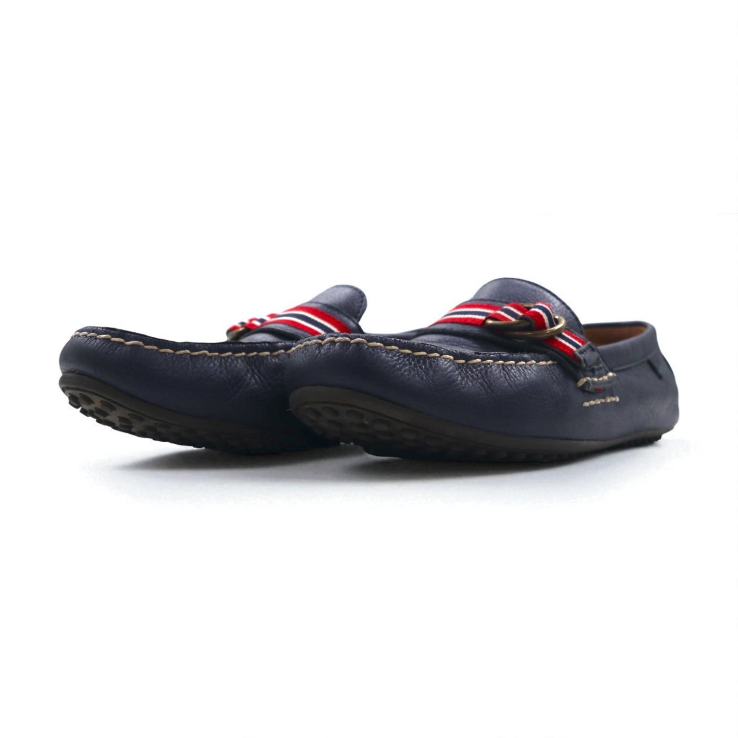 POLO RALPH LAUREN Mocassini con Fiocco Driving Shoes 26.5cm Blu Scuro Pelle Granata WILLEM 11571