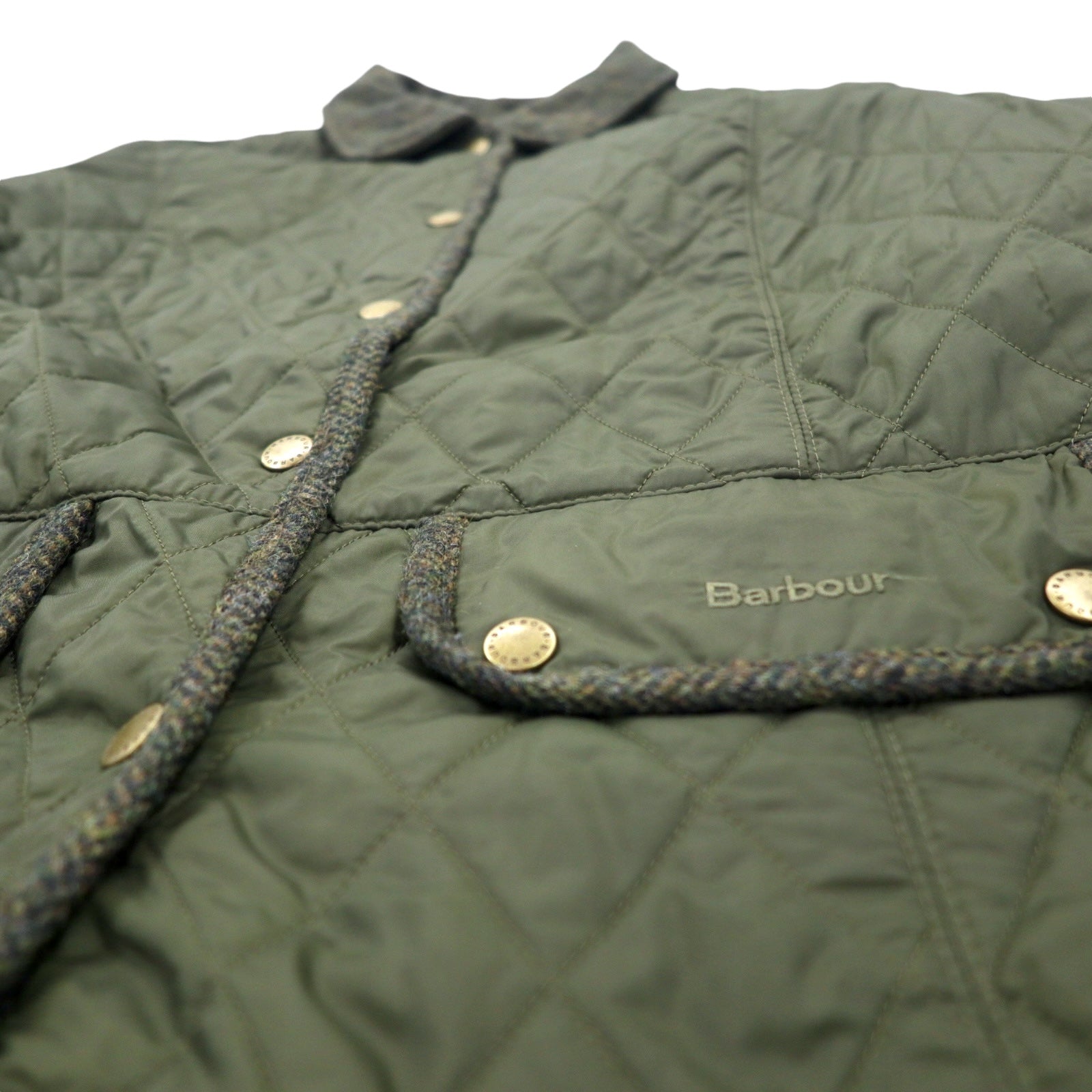 Barbour Giacca trapuntata XL Cachi Nylon Inserto Tweed VINTAGE TWEED QUILT JACKET LQU02620L71