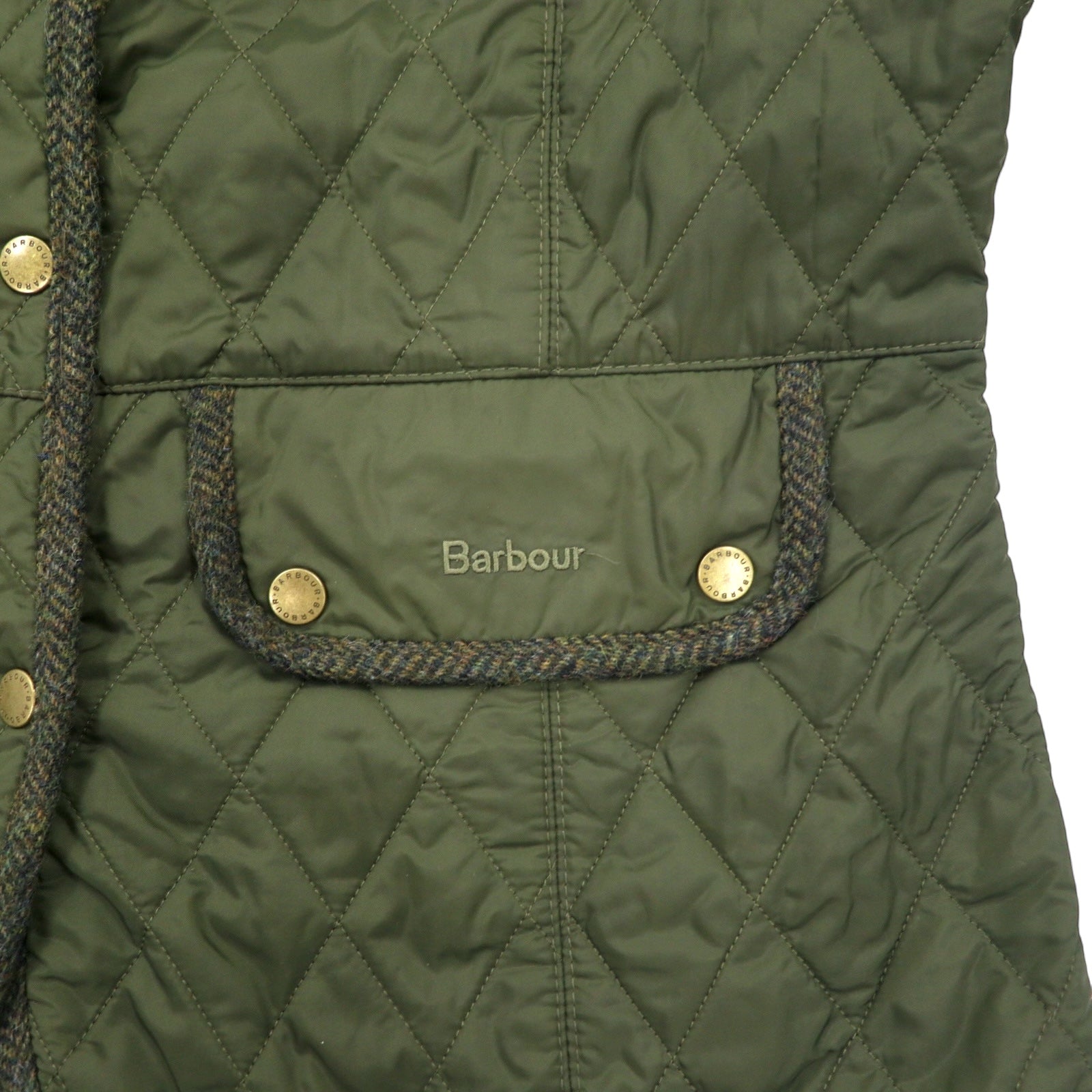 Barbour Giacca trapuntata XL Cachi Nylon Inserto Tweed VINTAGE TWEED QUILT JACKET LQU02620L71