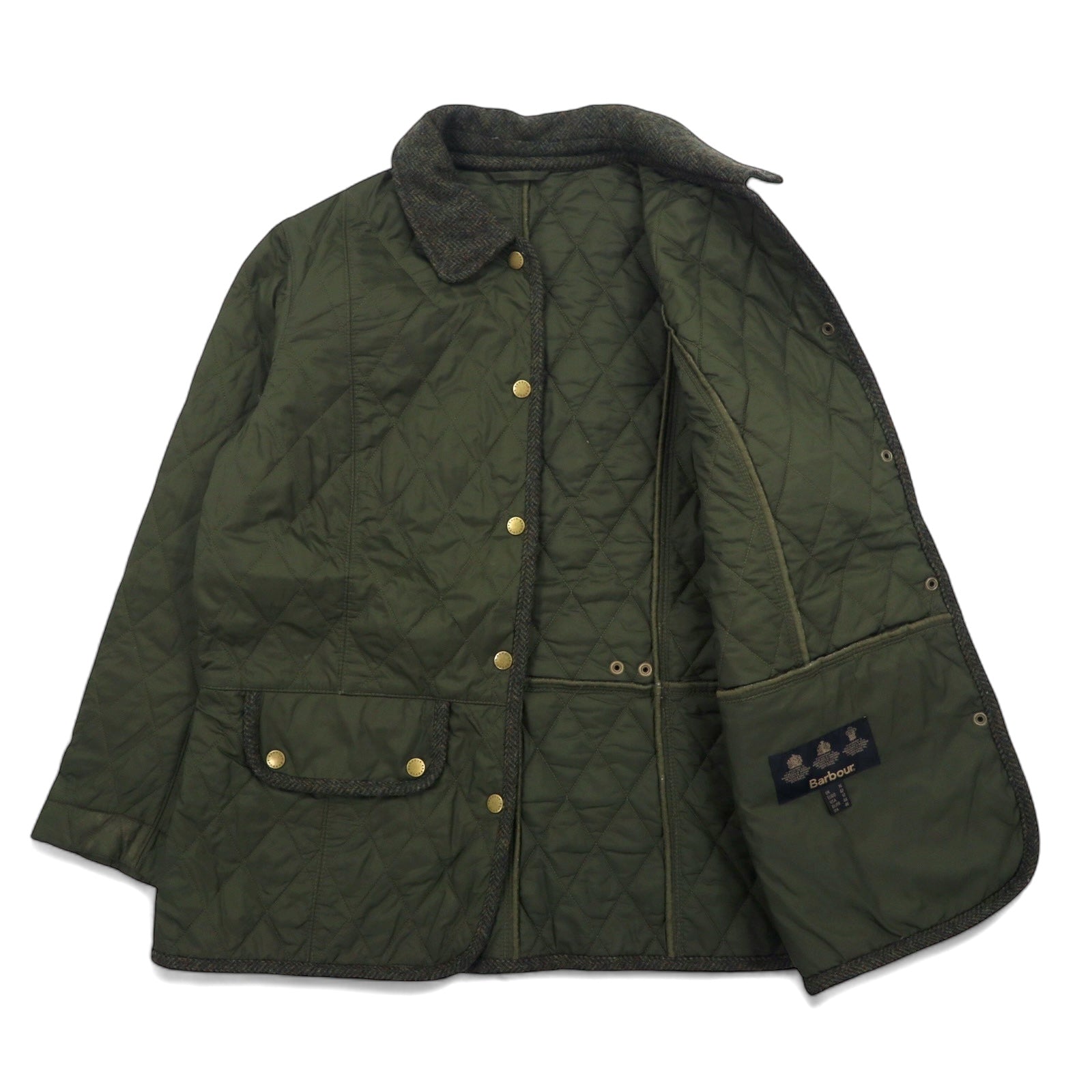 Barbour Giacca trapuntata XL Cachi Nylon Inserto Tweed VINTAGE TWEED QUILT JACKET LQU02620L71