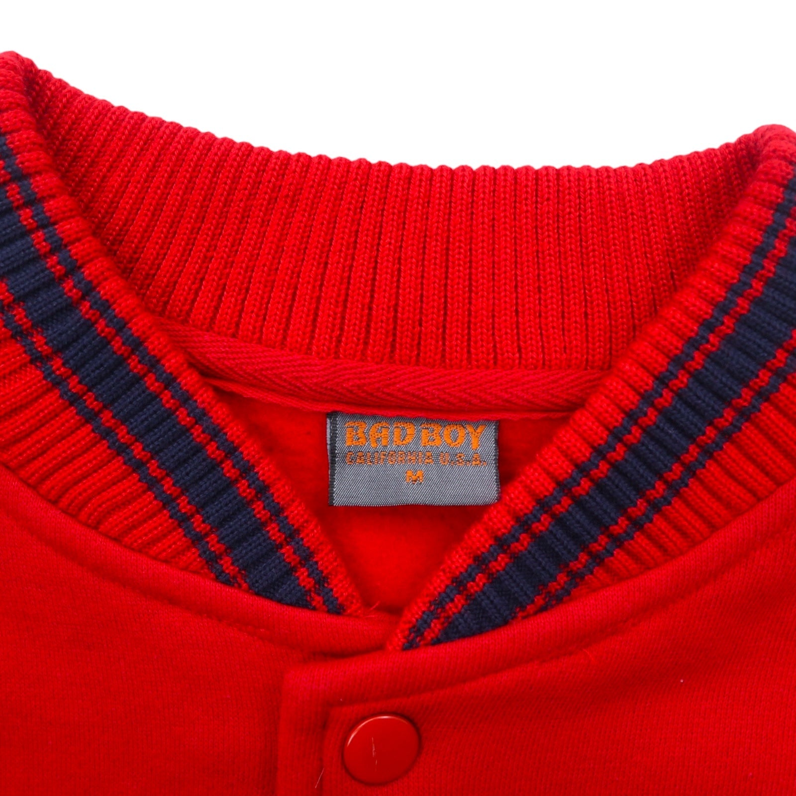 BAD BOY Maglione Stile Baseball anni '90, Taglia M, Rosso Blu, Cotone Felpato, Logo Ricamato