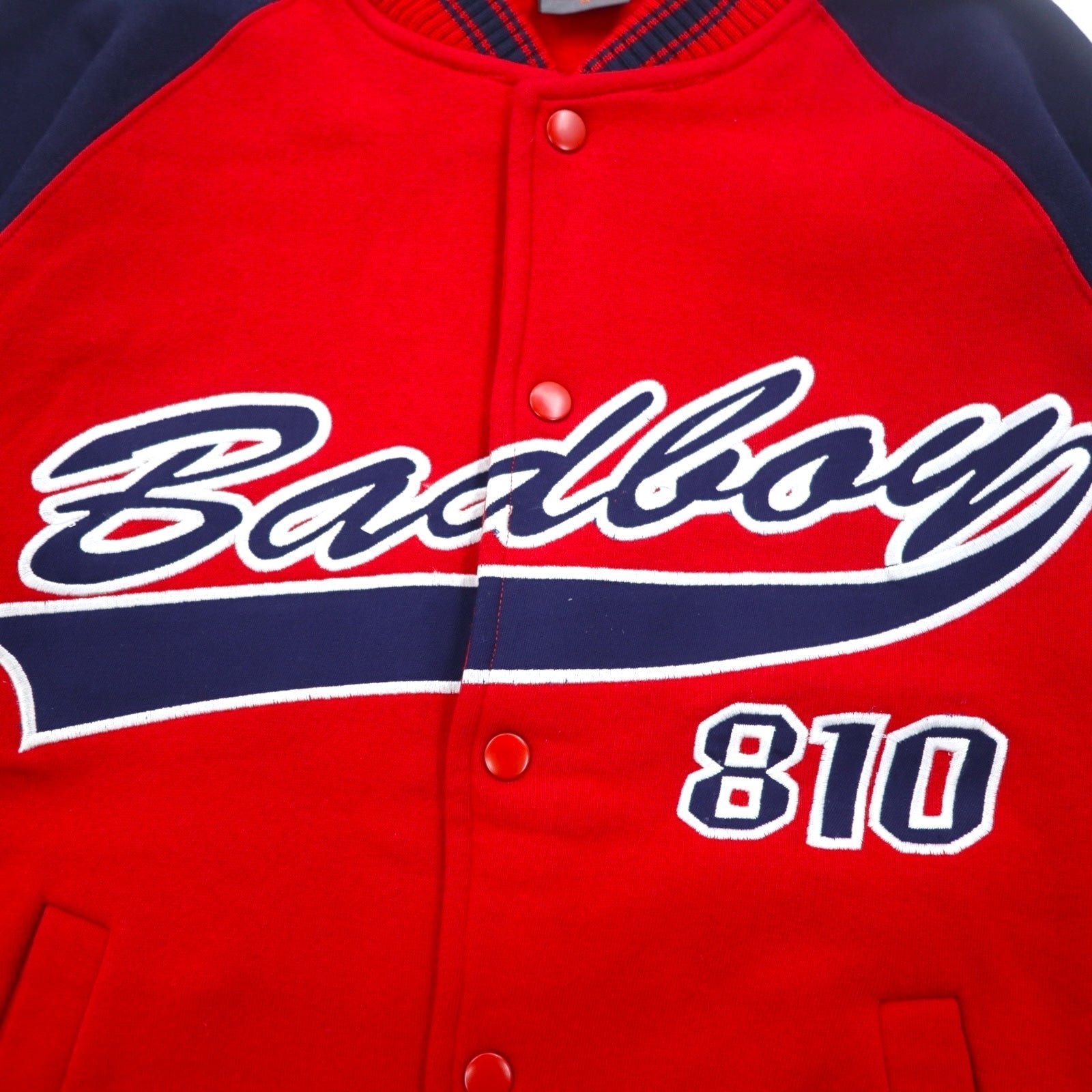 BAD BOY Maglione Stile Baseball anni '90, Taglia M, Rosso Blu, Cotone Felpato, Logo Ricamato