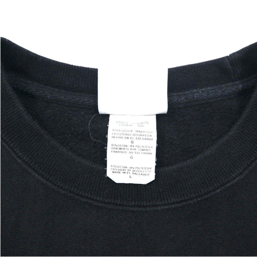 Champion Reverse Weave FELPA STAMPATA L nera cotone felpato, etichetta blu a singolo taglio, riproduzione CHAOS LACROSSE CLUB, made in El Salvador