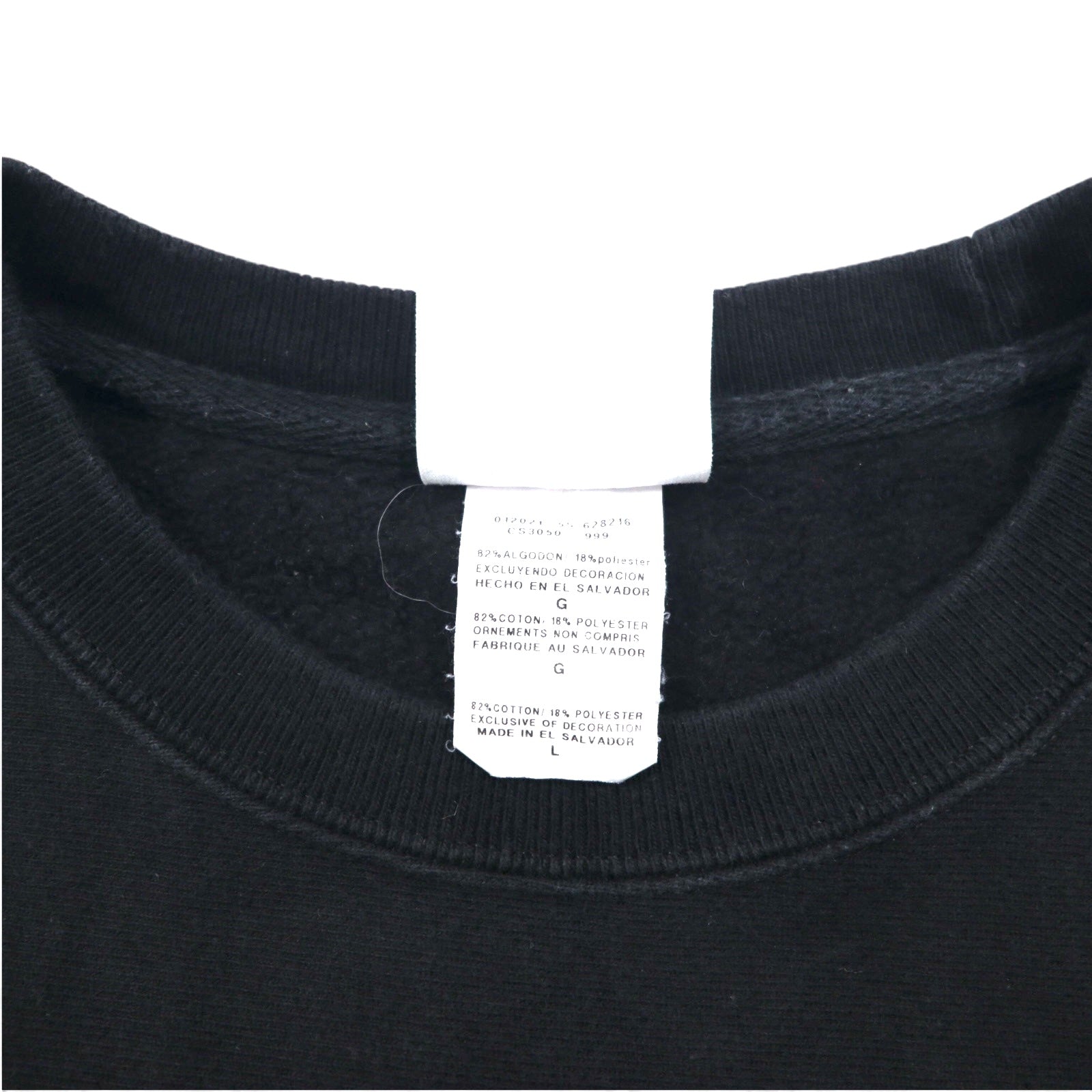 Champion Reverse Weave FELPA STAMPATA L nera cotone felpato, etichetta blu a singolo taglio, riproduzione CHAOS LACROSSE CLUB, made in El Salvador