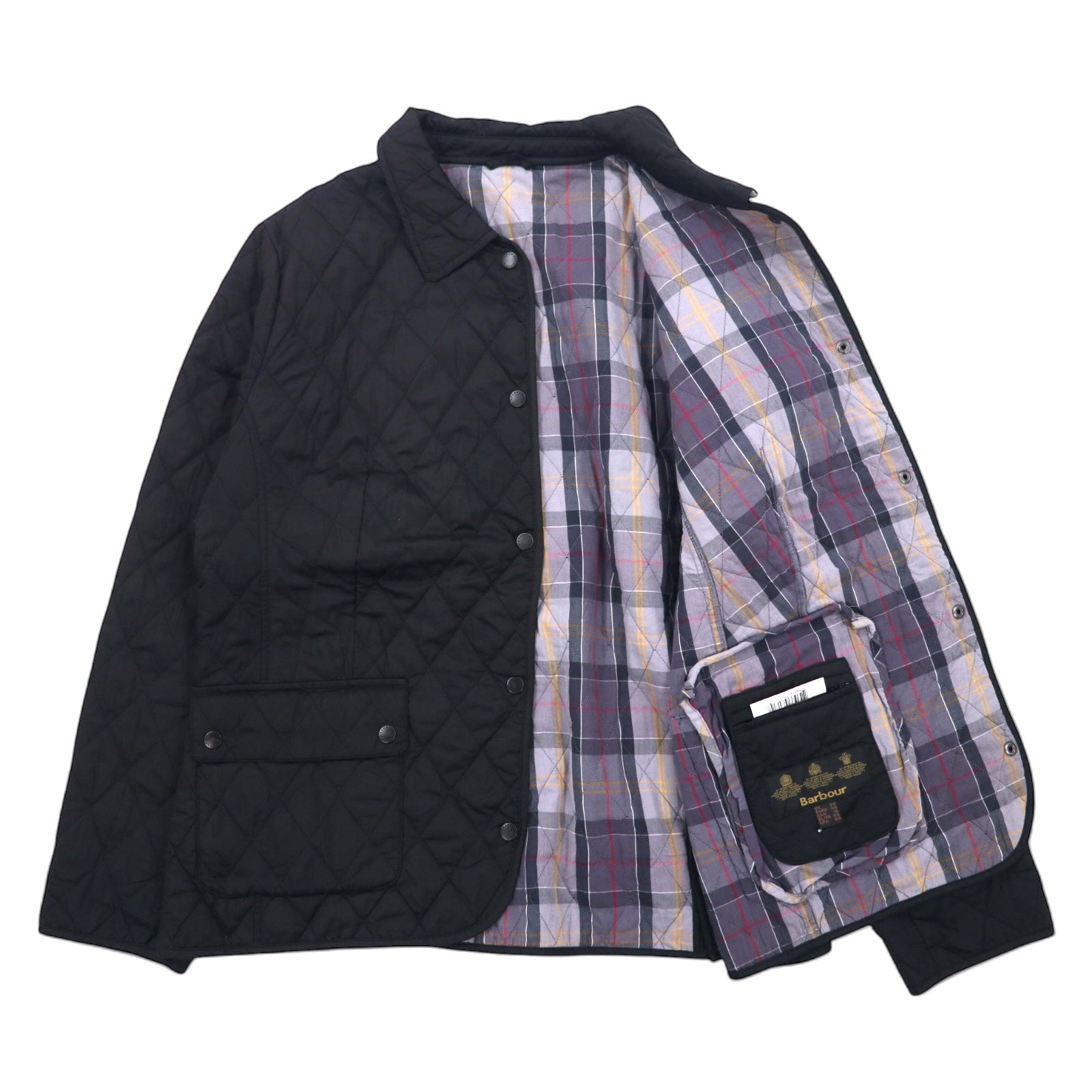 Barbour Giacca trapuntata XL Nera Poliestere Fodera a quadri CYNTHIA MATT QUILT JACKET L2359