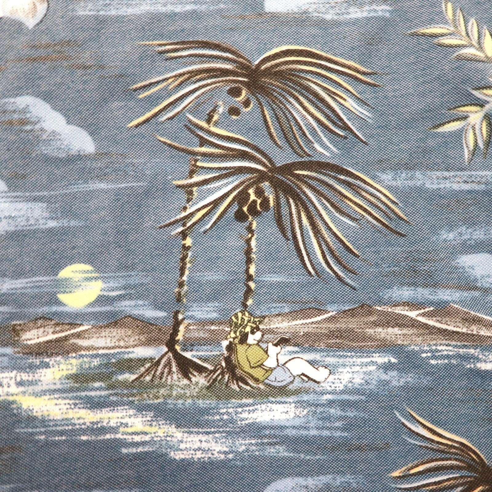 BIG DOGS Anni '90 Polo hawaiana M Blu Fantasia Cotone Poliestere