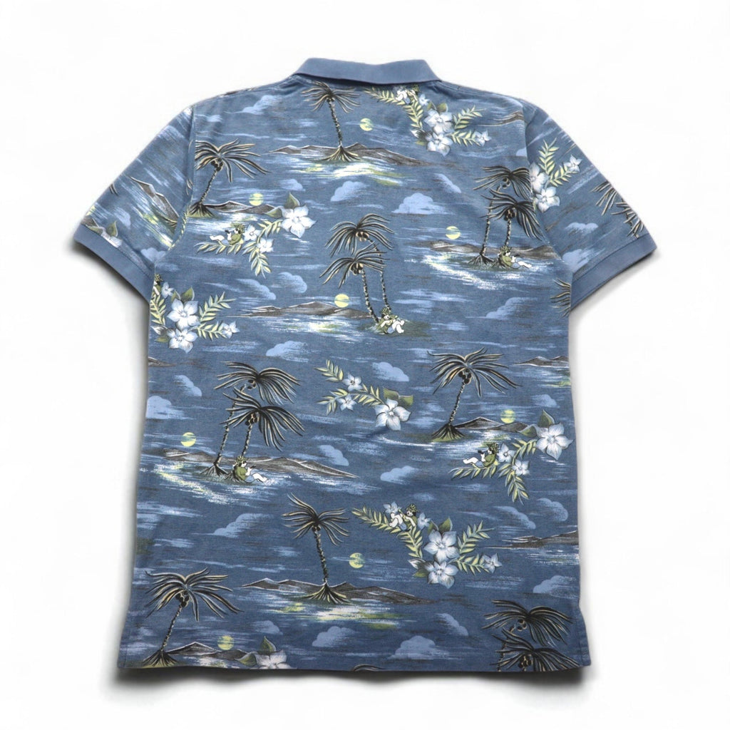 BIG DOGS Anni '90 Polo hawaiana M Blu Fantasia Cotone Poliestere