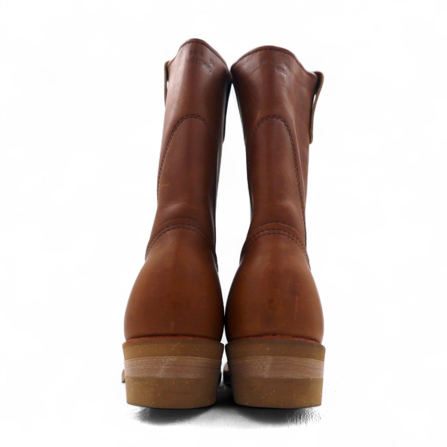 REDWING 89 USA made 80s 11 pollici PECOS stivali PeCOS 26.5cm pelle marrone 1155 Print Feather Tag Vertical Feather