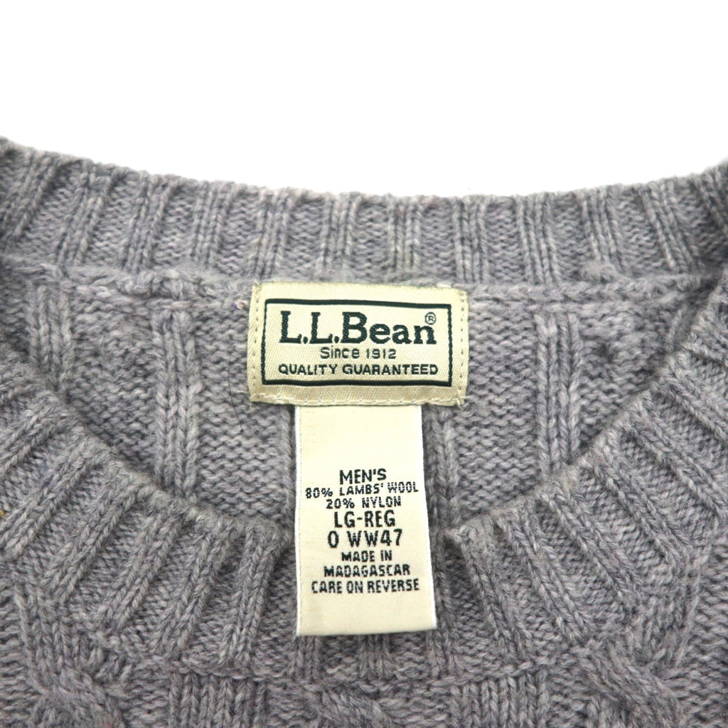 L.L.Bean 90年代 ケーブル編み ニット セーター L グレー ラムウール 羊毛 WW47
