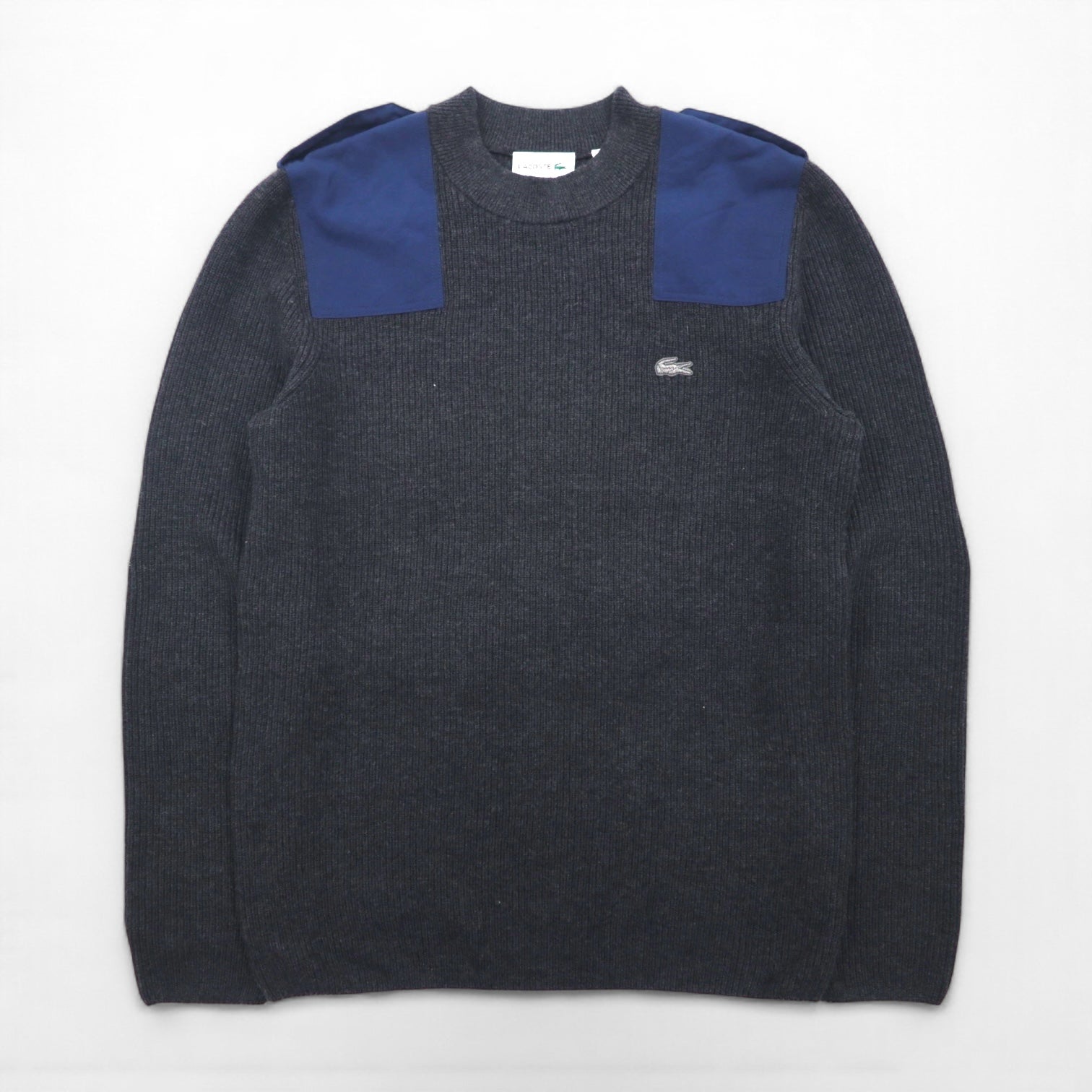 LACOSTE コマンド ニット セーター M ウール Dressinn Sweatere エポレット エルボーパッチ AH9167