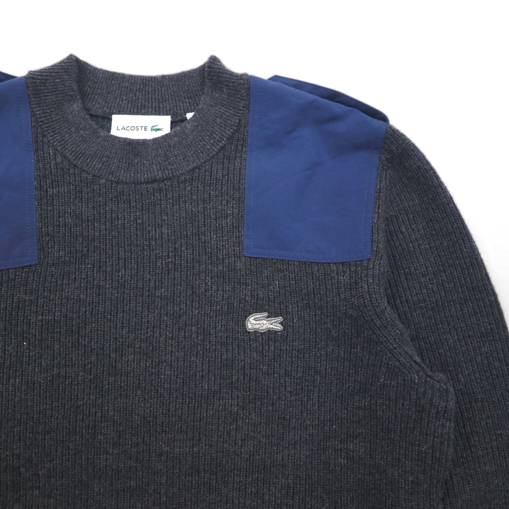 LACOSTE コマンド ニット セーター M ウール Dressinn Sweatere エポレット エルボーパッチ AH9167