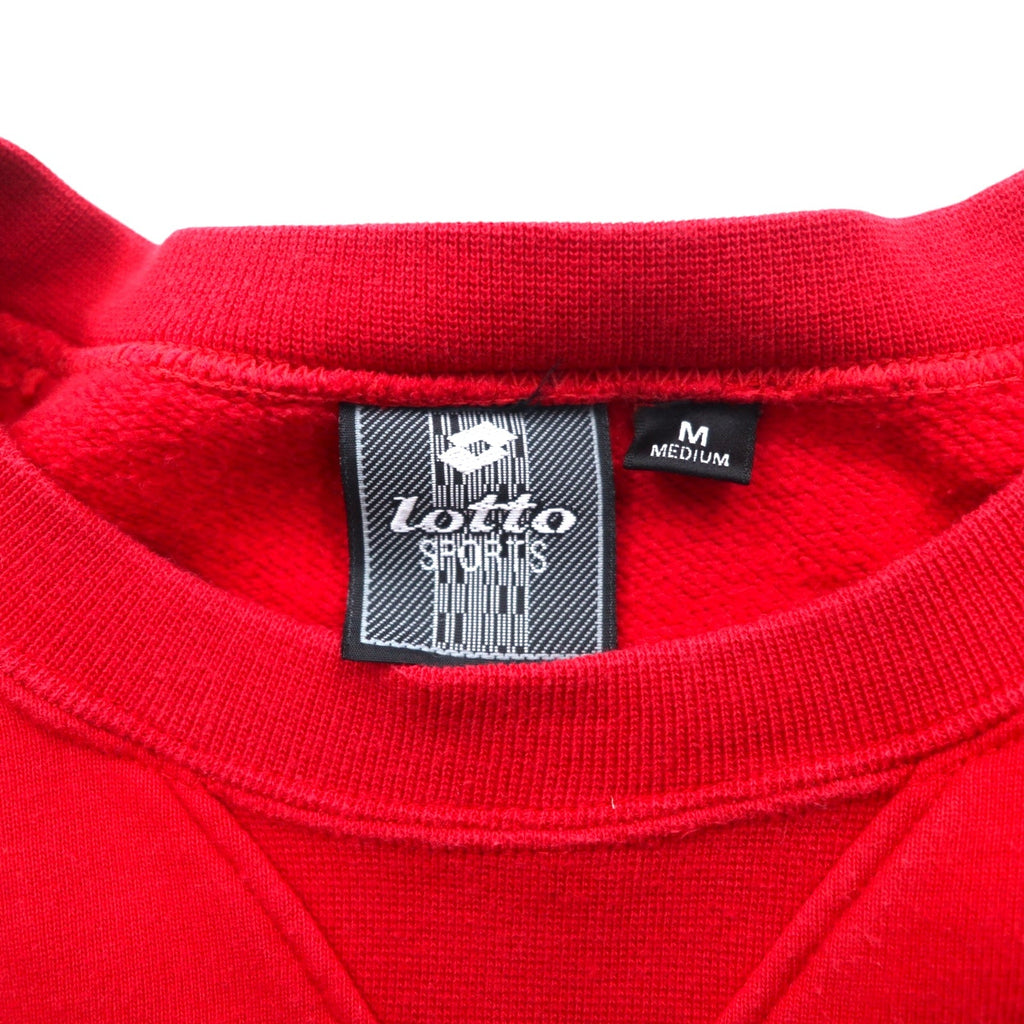 Lotto SPORTS 90年代 スウェット M レッド ロゴテープ 裏起毛 ロゴ刺繍 前V