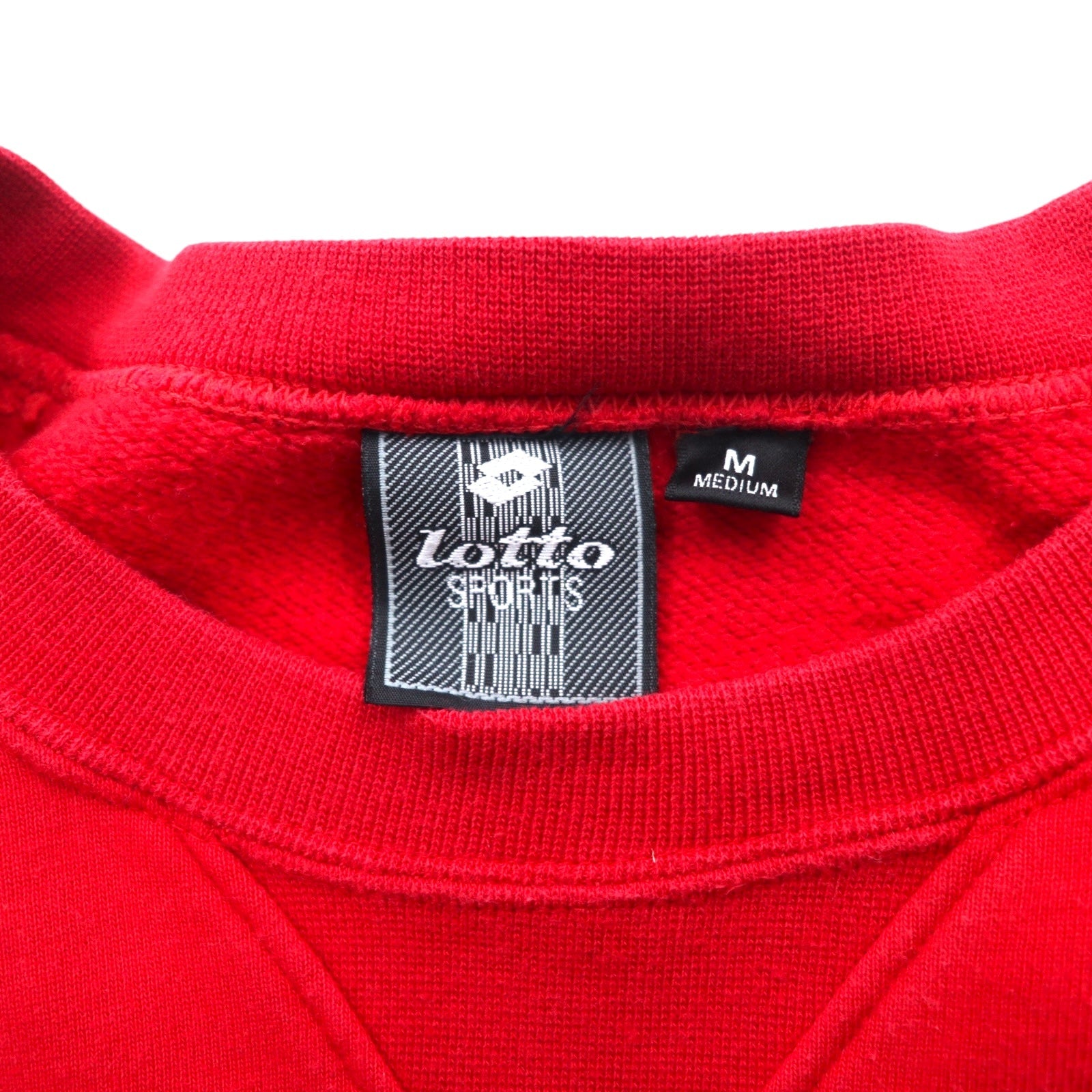 Lotto SPORTS 90年代 スウェット M レッド ロゴテープ 裏起毛 ロゴ刺繍 前V