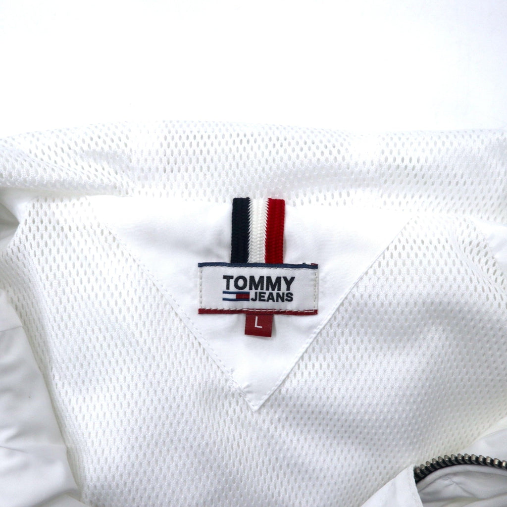 TOMMY JEANS Giacca in nylon a vestibilità ampia con logo a nastro, con cappuccio, taglia L, colore bianco, poliestere DW0DW04138