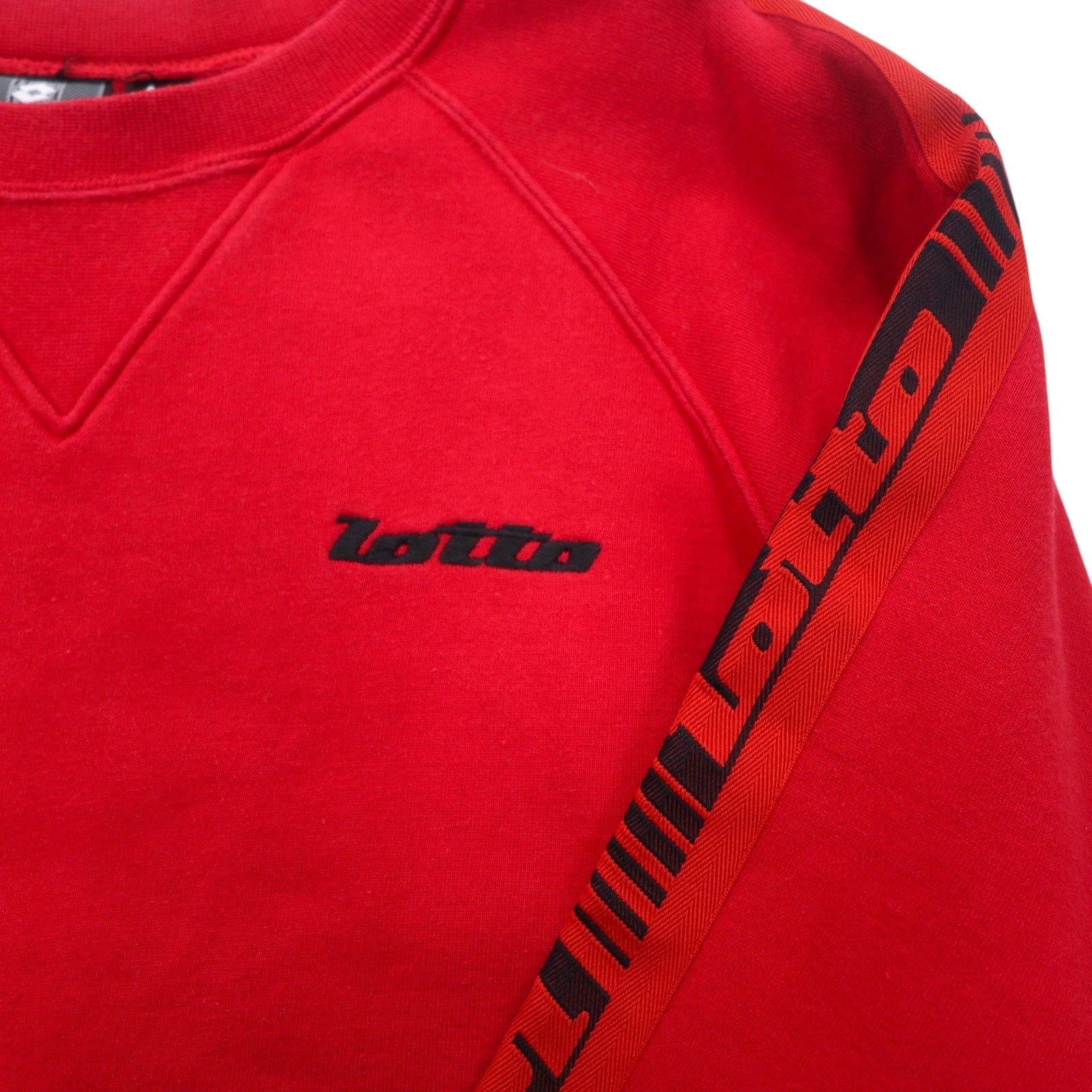 Lotto SPORTS 90年代 スウェット M レッド ロゴテープ 裏起毛 ロゴ刺繍 前V