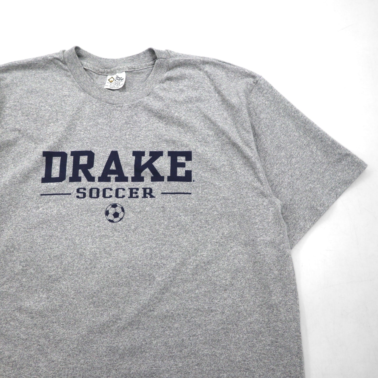 The Cotton Exchange anni '90, Made in USA, T-shirt vintage a cucitura singola, XL, grigia, DRAKE SOCCER