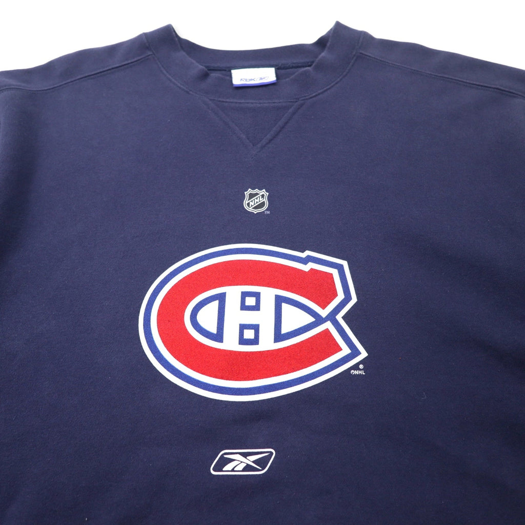 Reebok RBK Stampa Felpa XL Blu marino Cotone NHL Montreal Canadiens Taglia grande