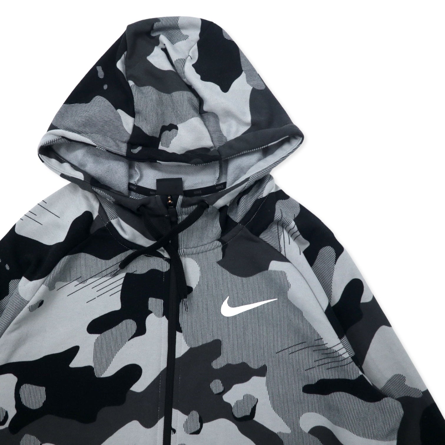 NIKE Dri-FIT Felpa con Cappuccio Full-Zip L Grigio Mimetico Poliestere Logo Swoosh Dry Camo Graphic Full-zip Hoodie Jacket DRI-FIT BV2718-077