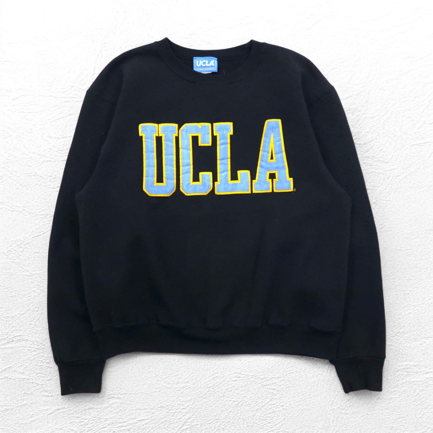 UCLA Anni '90 Made in USA College Felpa M Nera Cotone Applicazioni GOLD Standard