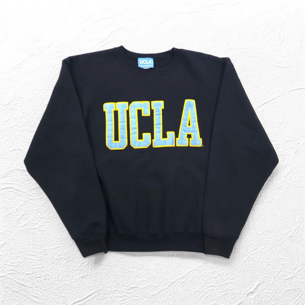 UCLA Anni '90 Made in USA College Felpa M Nera Cotone Applicazioni GOLD Standard