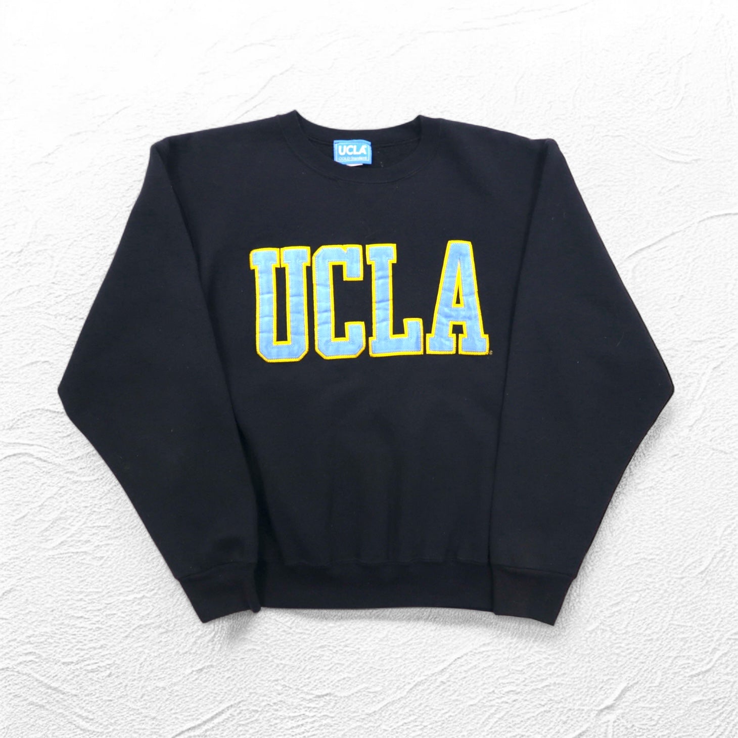 UCLA Anni '90 Made in USA College Felpa M Nera Cotone Applicazioni GOLD Standard