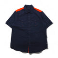 SEAN JOHN Anni 2000 Design riflettente Camicia da campo a maniche corte L Blu navy Cotone