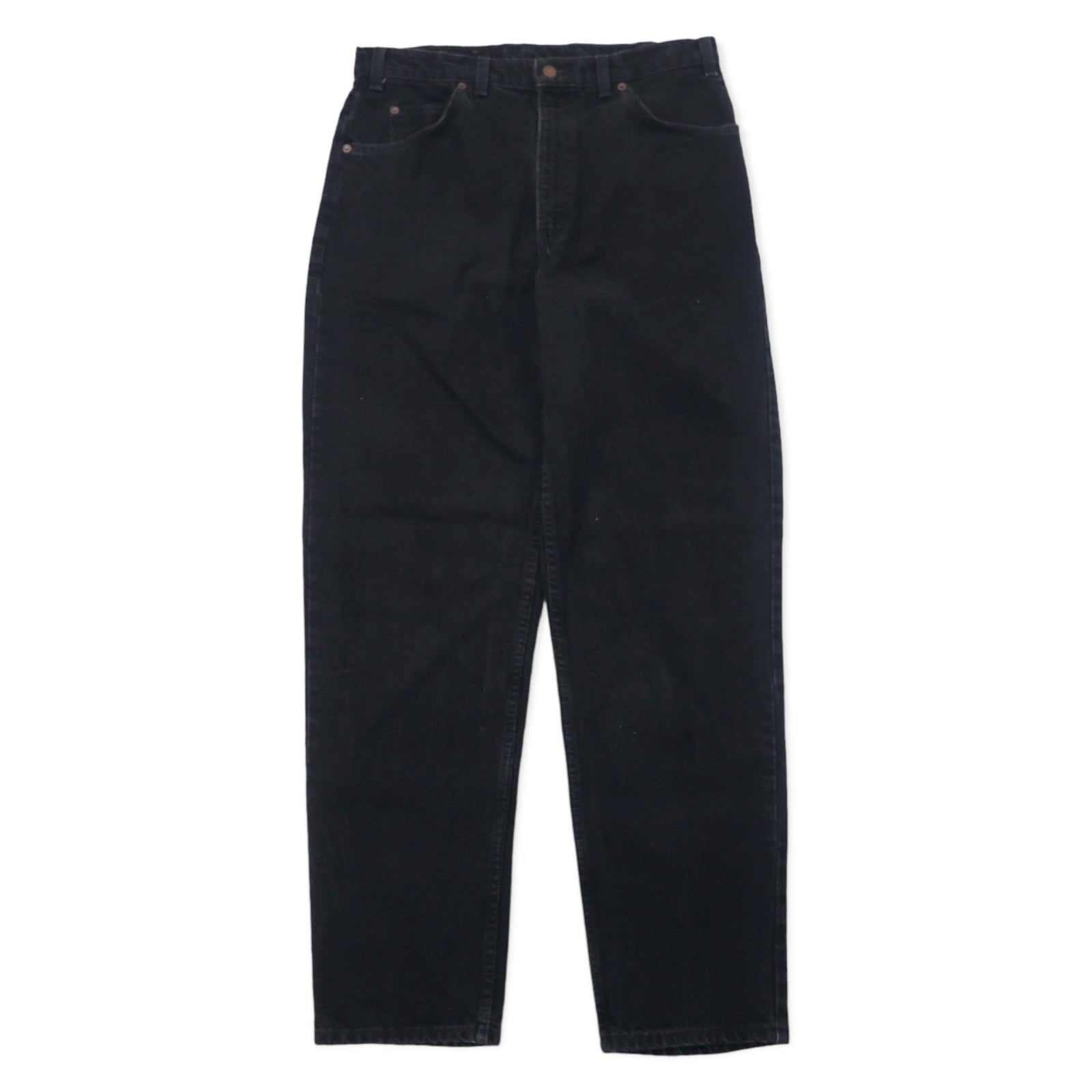 Levi's Made in Canada Euro Levi's Black Denim Pants Tapered 34 Cotton Zipper Fly Orange Tab Button back 212 50634 0319