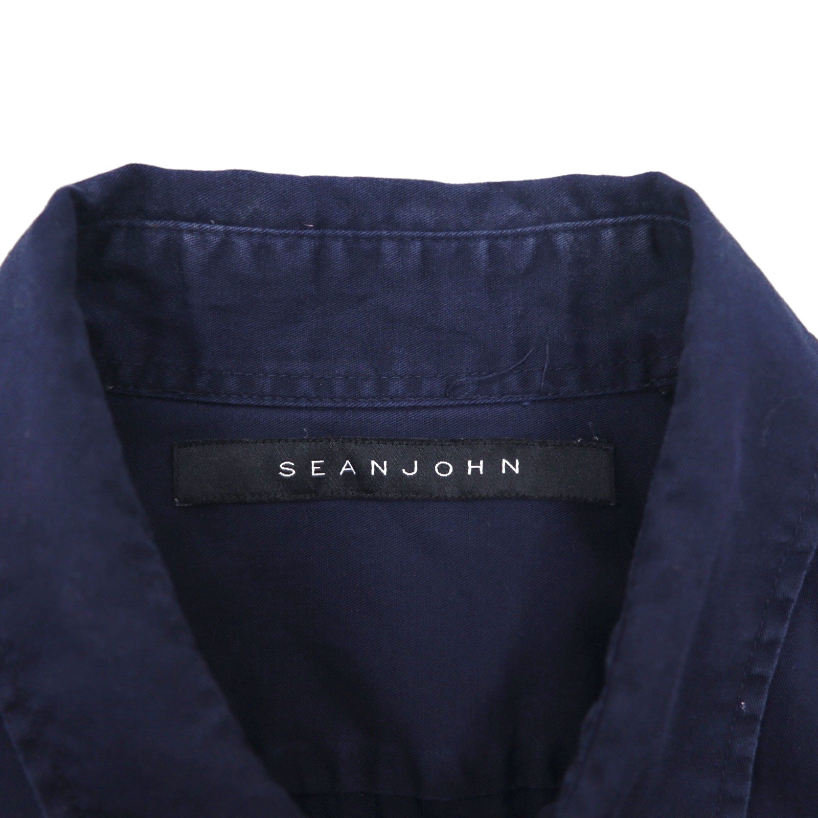 SEAN JOHN 00年代 リフレクターデザイン 半袖 フィールドシャツ L ネイビー コットン