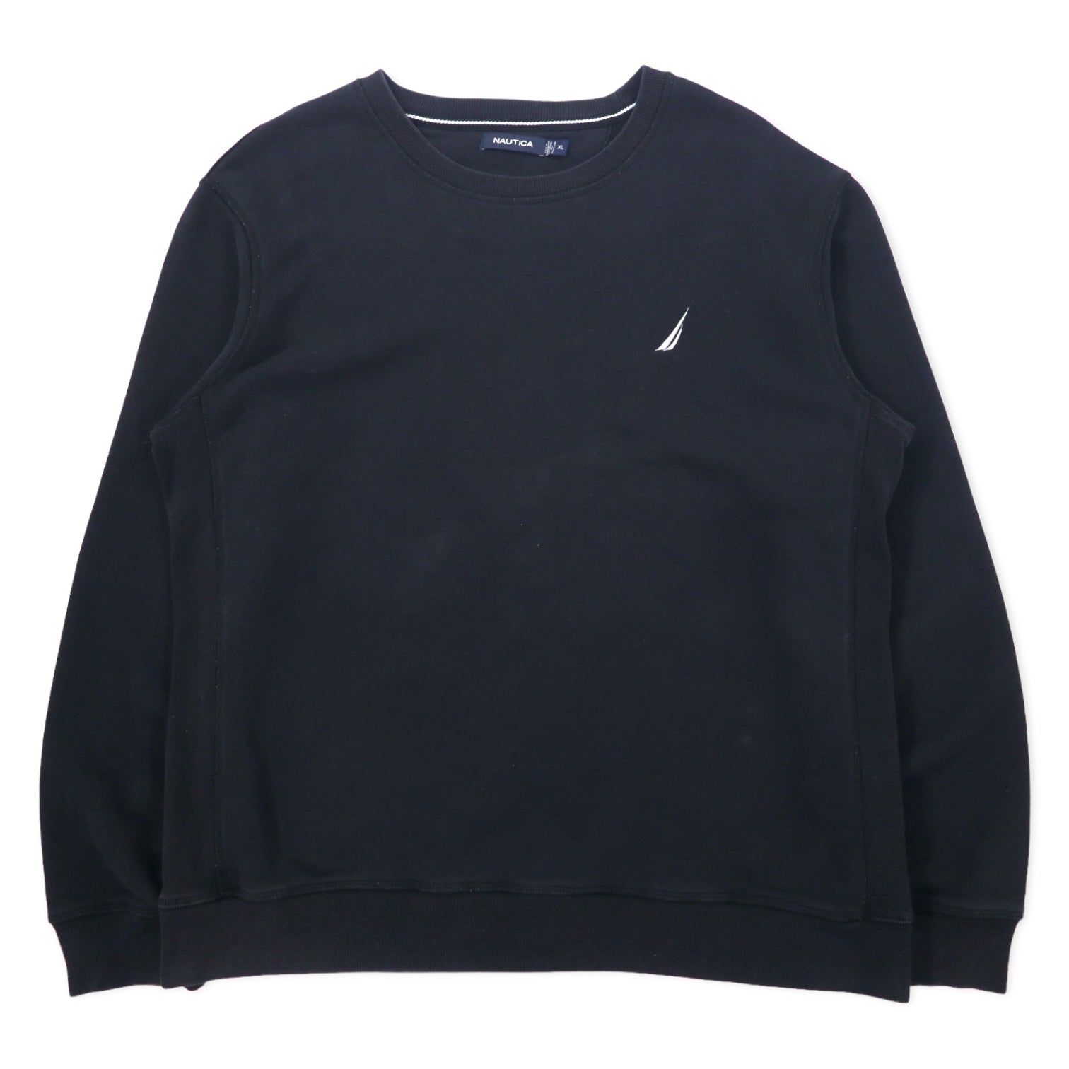 NAUTICA Reverse Weave felpa XL nera cotone logo ricamato, oversize