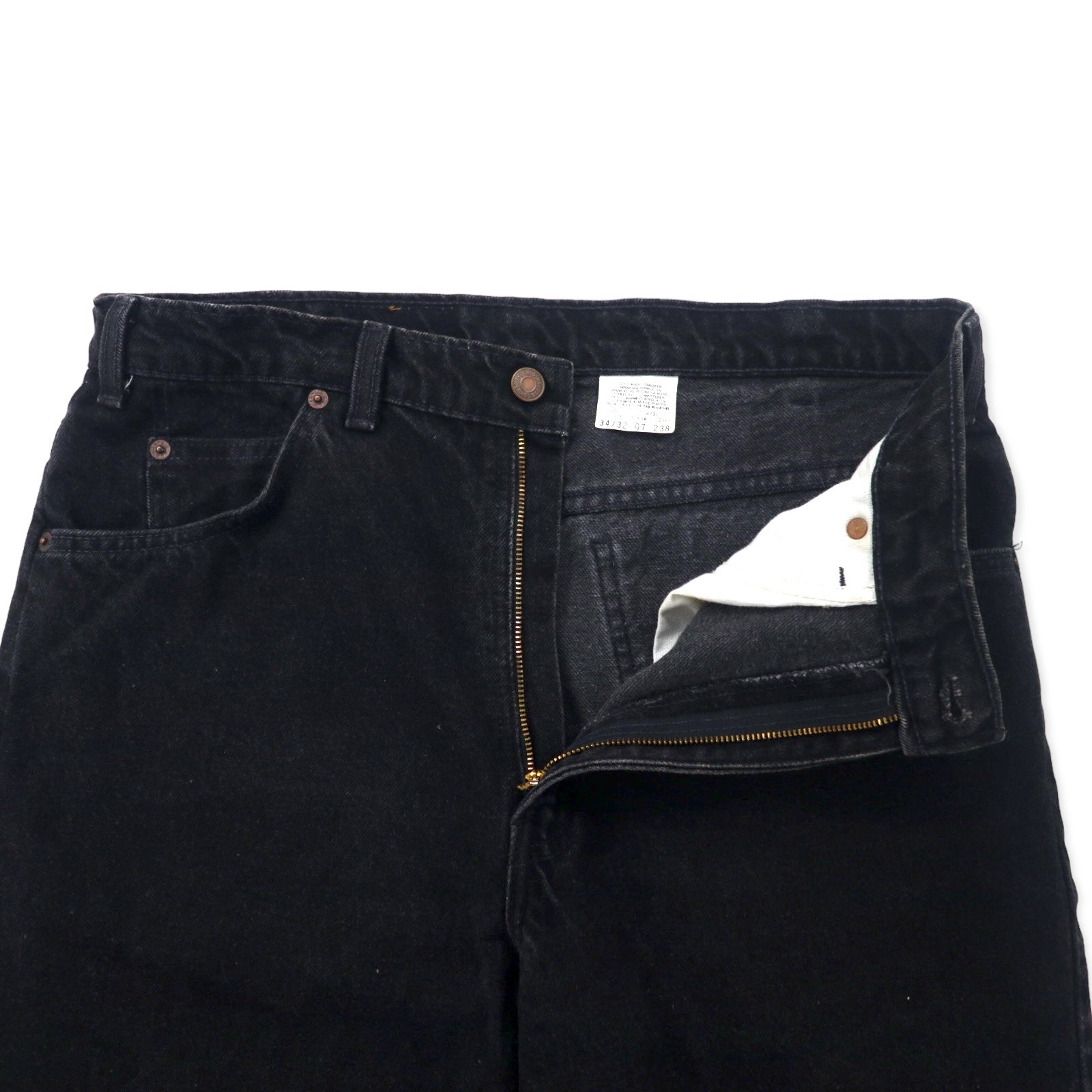 Levi's Made in Canada Euro Levi's Black Denim Pants Tapered 34 Cotton Zipper Fly Orange Tab Button back 212 50634 0319