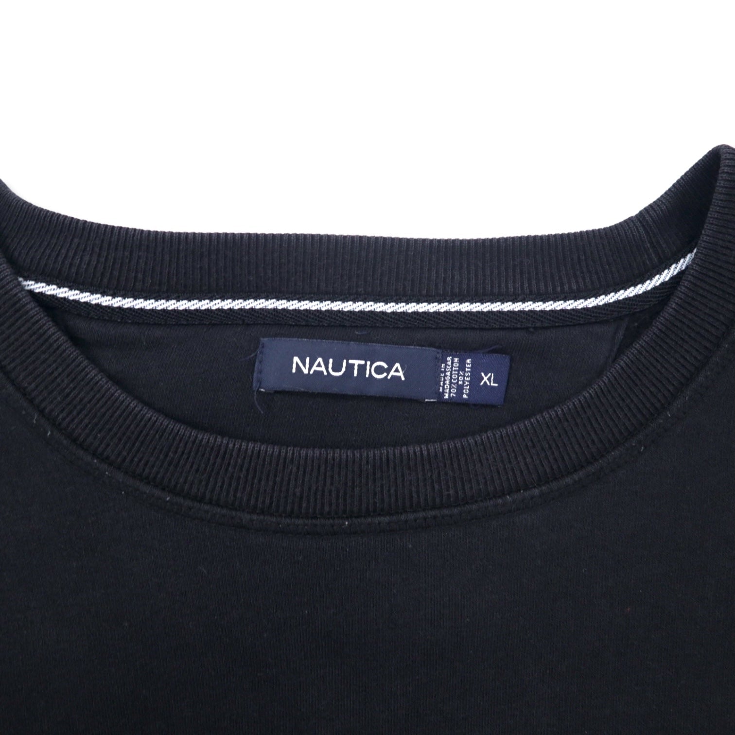 NAUTICA Reverse Weave felpa XL nera cotone logo ricamato, oversize