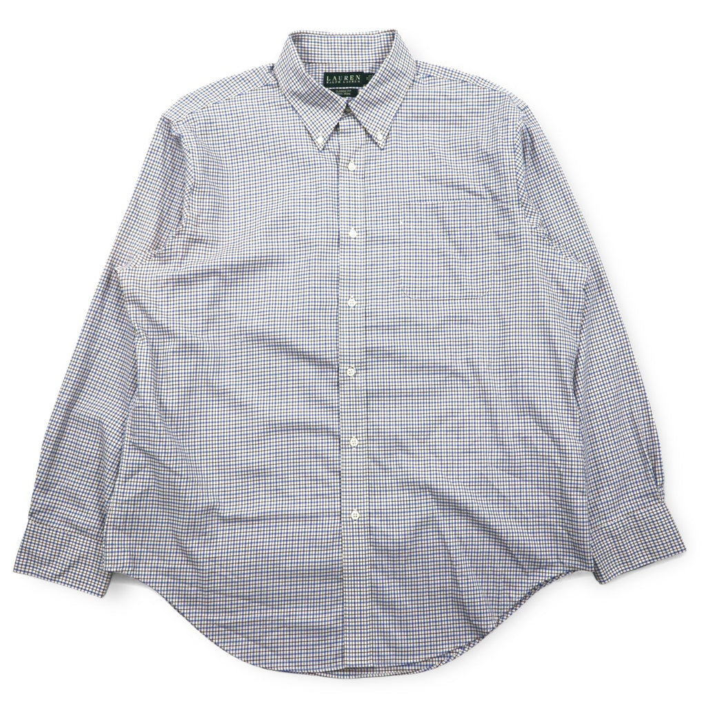 LAUREN RALPH LAUREN ボタンダウンシャツ XL ブルー コットン チェック CLASSIC FIT NON IRON