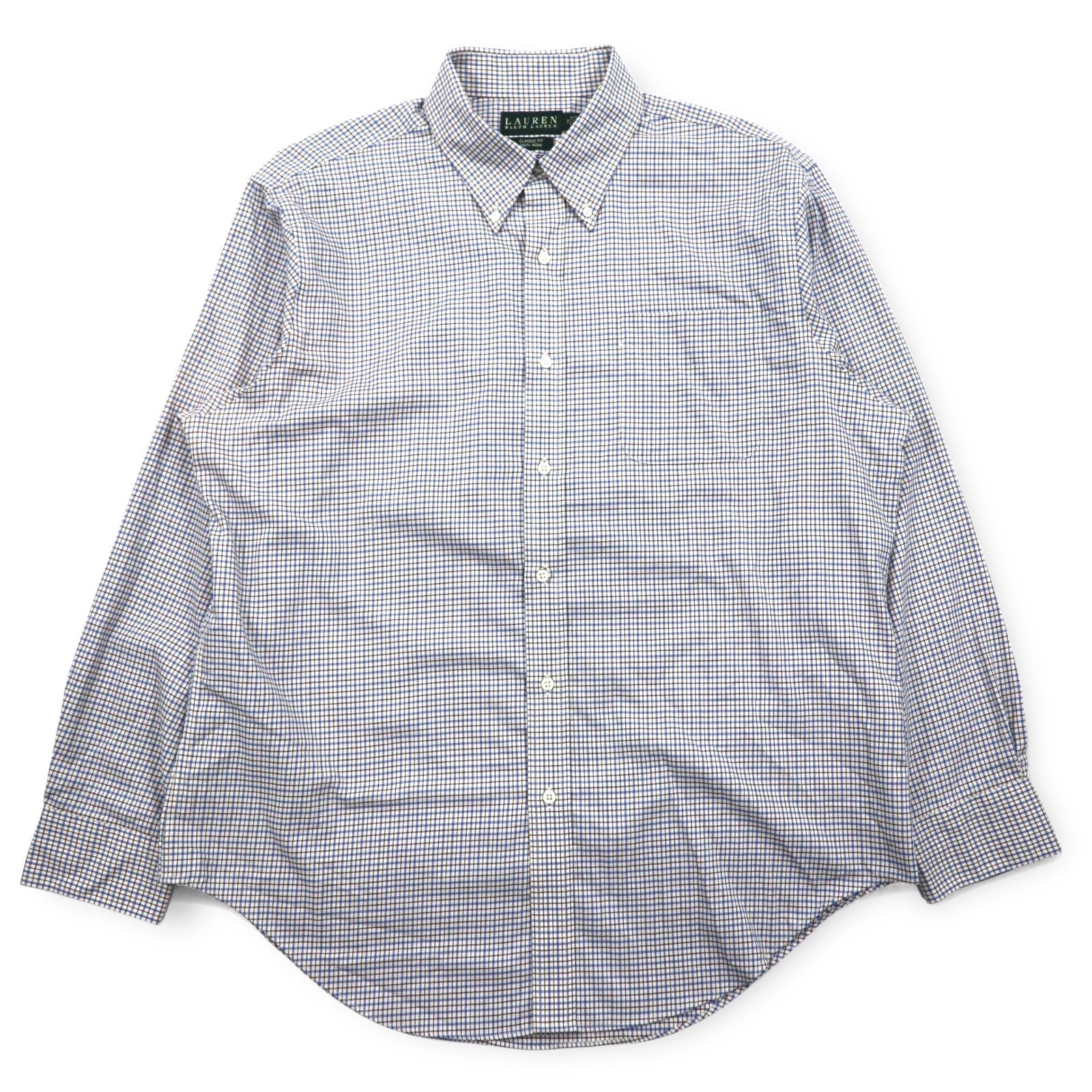 LAUREN RALPH LAUREN Camicia button-down XL blu a quadri cotone CLASSIC FIT NON IRON