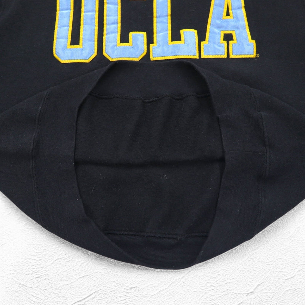 UCLA Anni '90 Made in USA College Felpa M Nera Cotone Applicazioni GOLD Standard