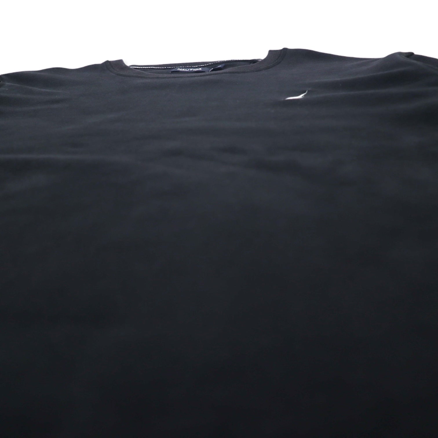 NAUTICA Reverse Weave felpa XL nera cotone logo ricamato, oversize