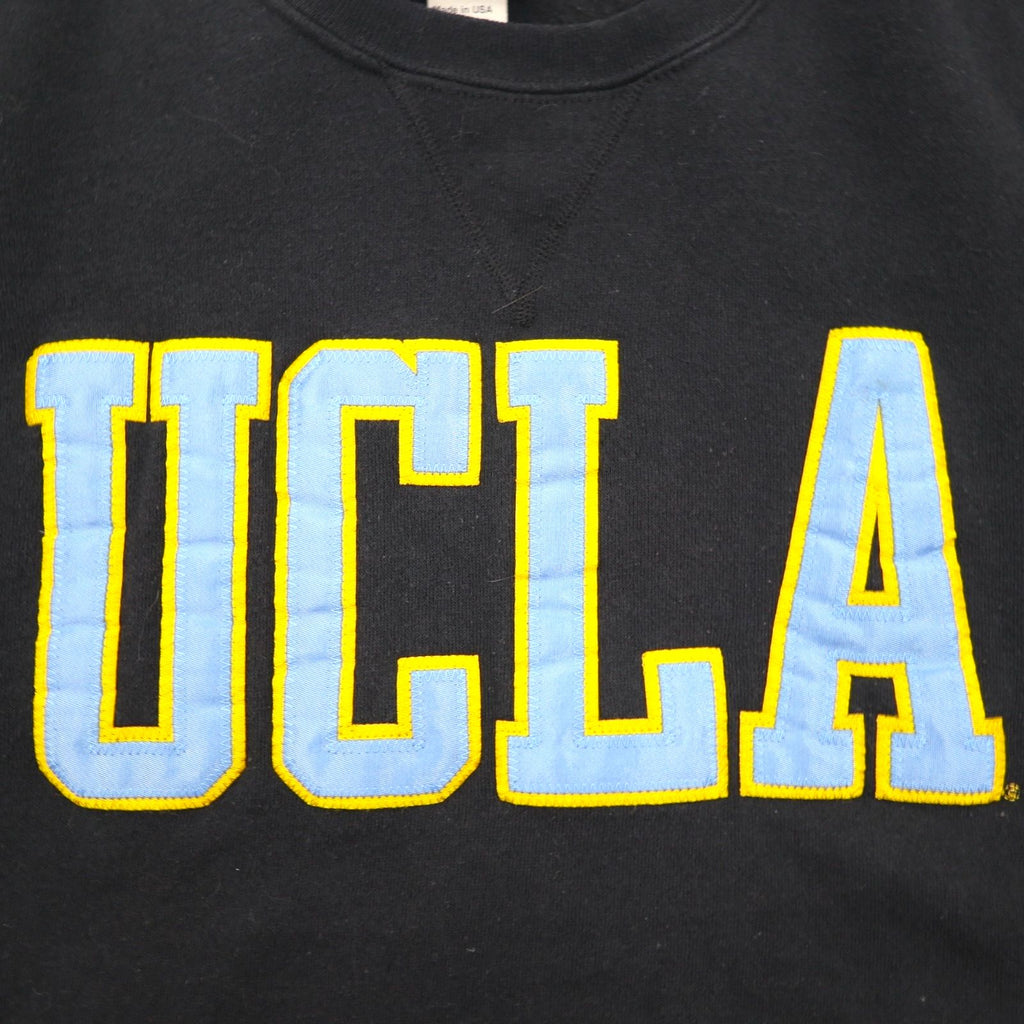 UCLA Anni '90 Made in USA College Felpa M Nera Cotone Applicazioni GOLD Standard