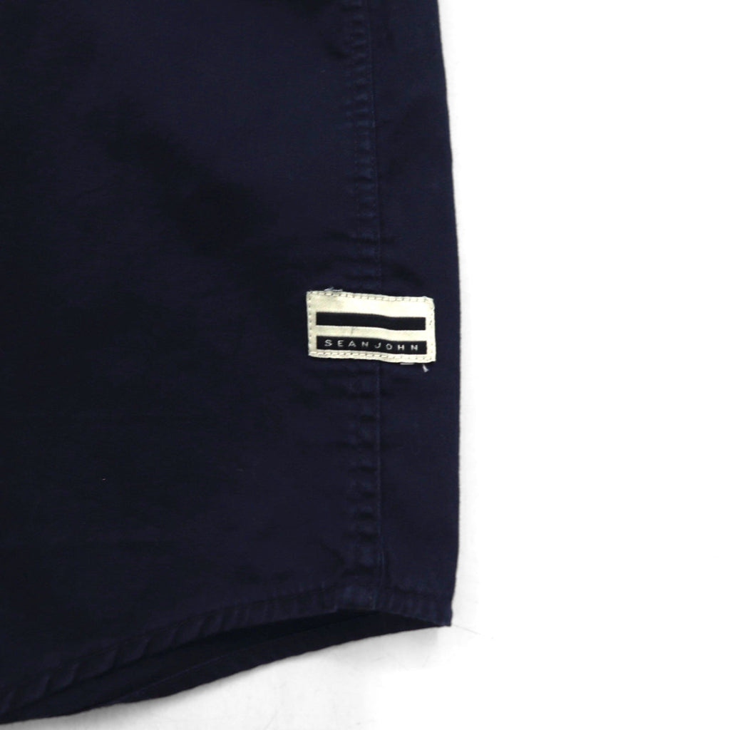 SEAN JOHN Anni 2000 Design riflettente Camicia da campo a maniche corte L Blu navy Cotone