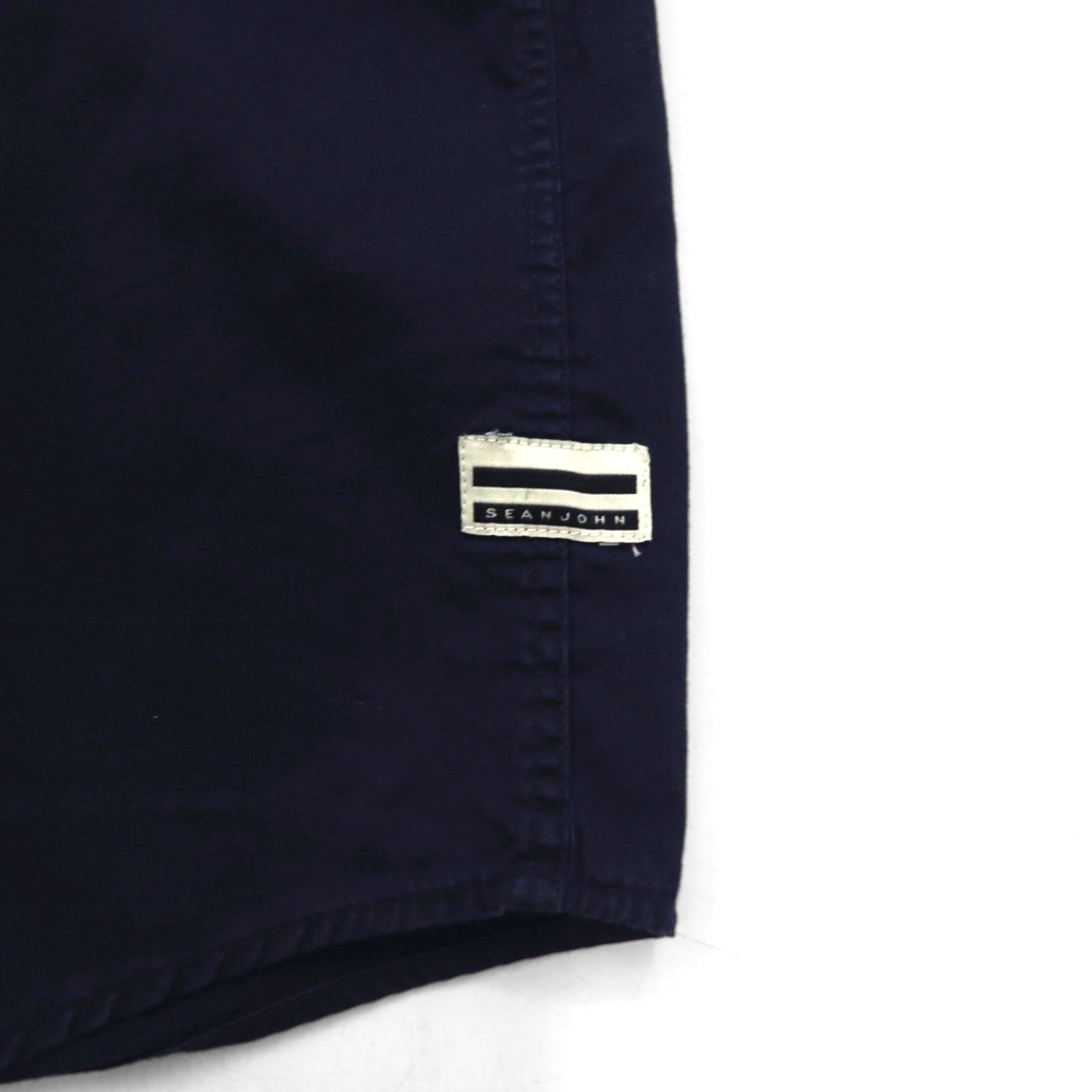 SEAN JOHN Anni 2000 Design riflettente Camicia da campo a maniche corte L Blu navy Cotone
