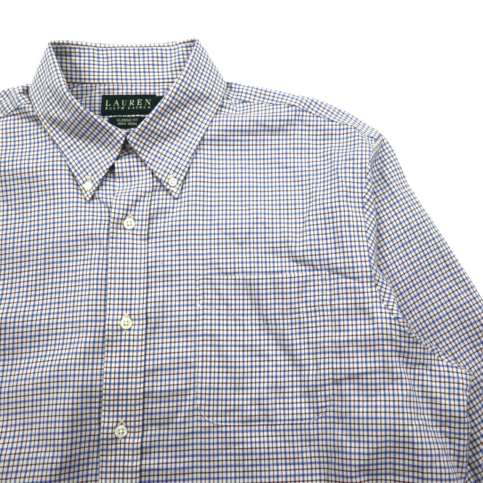 LAUREN RALPH LAUREN Camicia button-down XL blu a quadri cotone CLASSIC FIT NON IRON