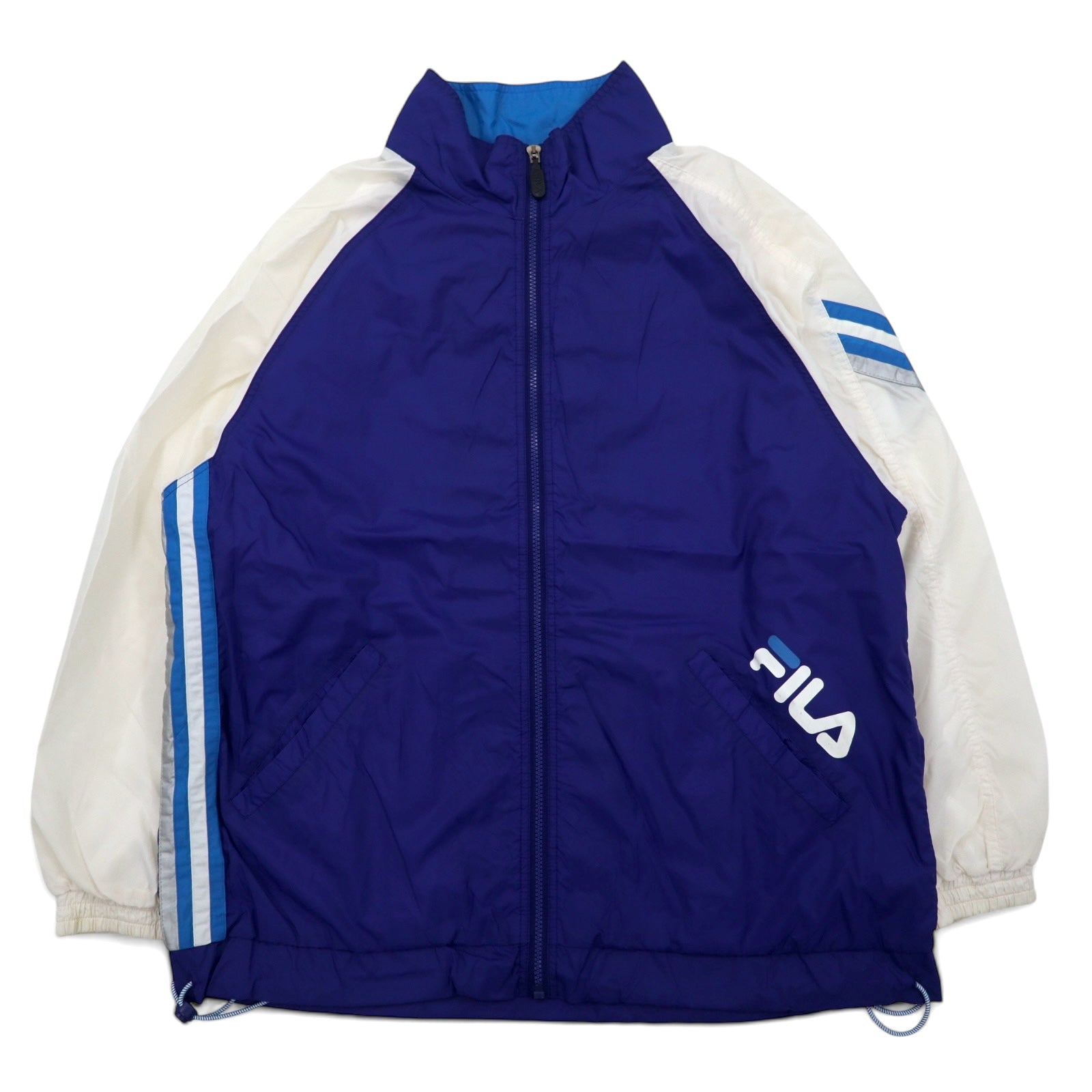 FILA Giacca di nylon anni '90 Tuta sportiva blu taglia L con coulisse