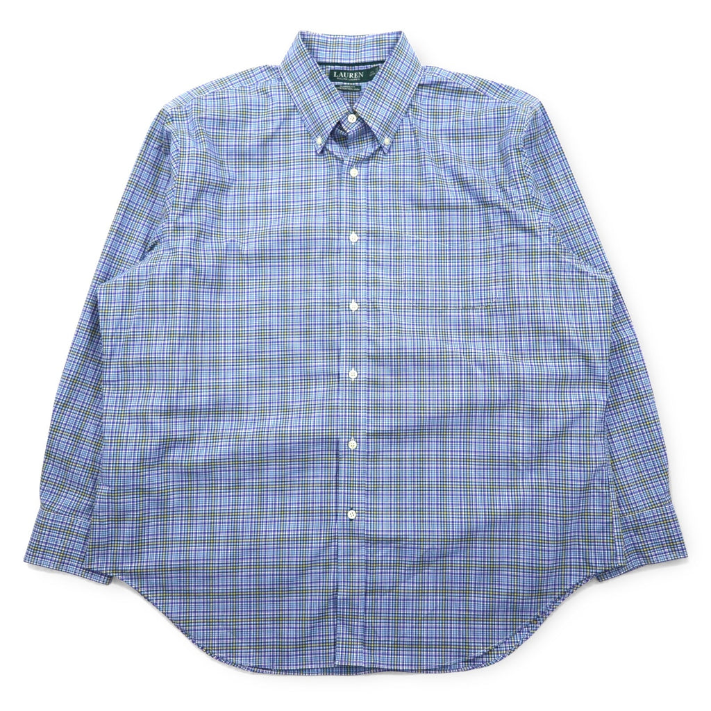 LAUREN RALPH LAUREN Camicia button-down XL blu cotone a quadri CLASSIC FIT STRETCH NON IRON