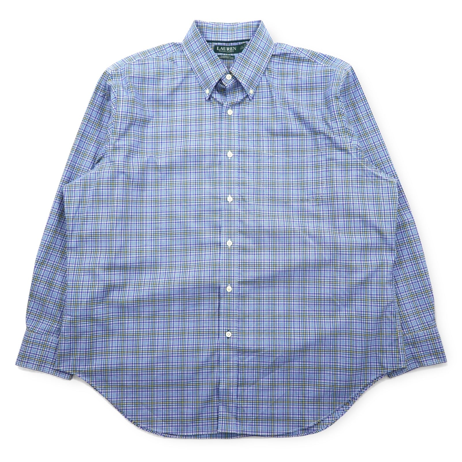 LAUREN RALPH LAUREN Camicia button-down XL blu cotone a quadri CLASSIC FIT STRETCH NON IRON