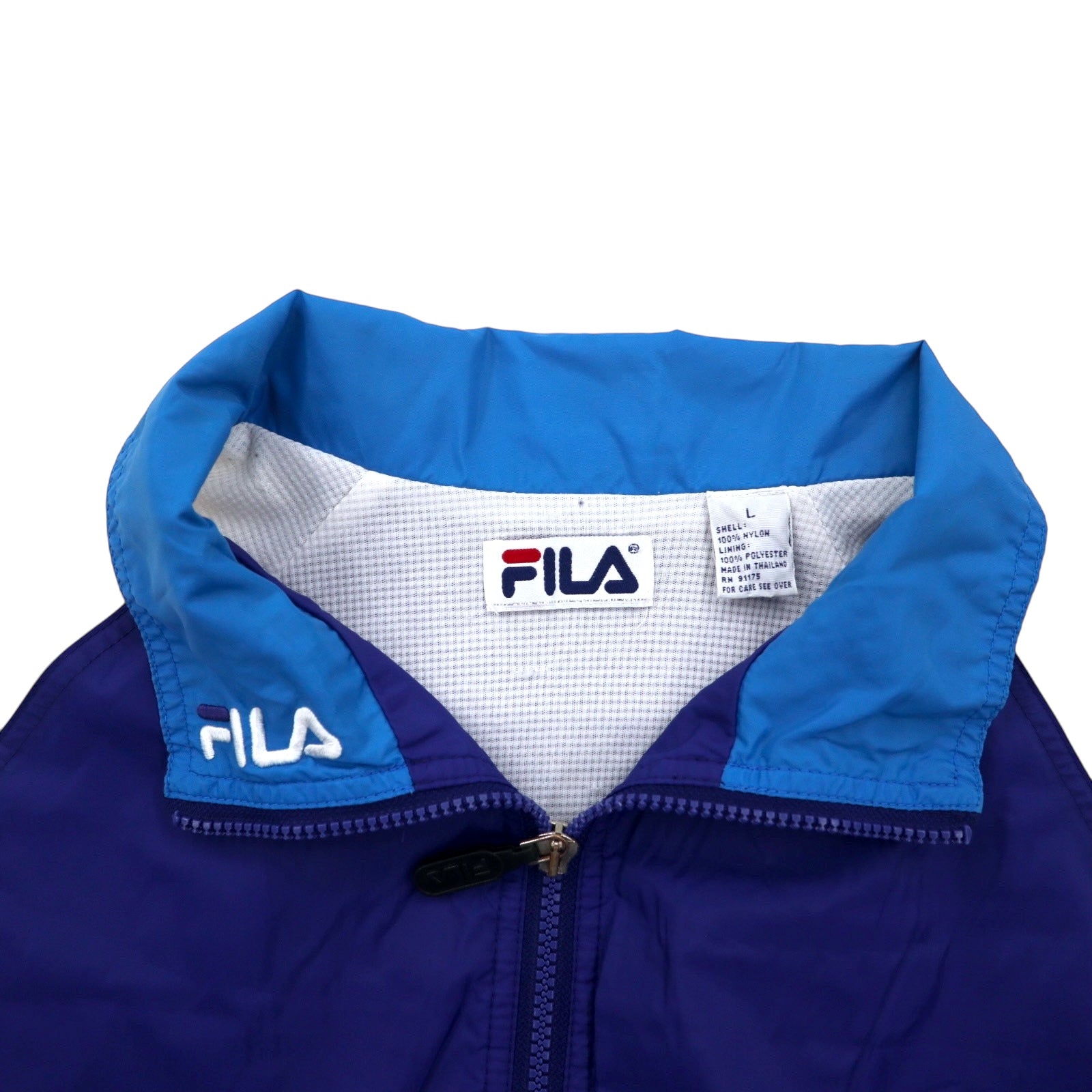 FILA Giacca di nylon anni '90 Tuta sportiva blu taglia L con coulisse